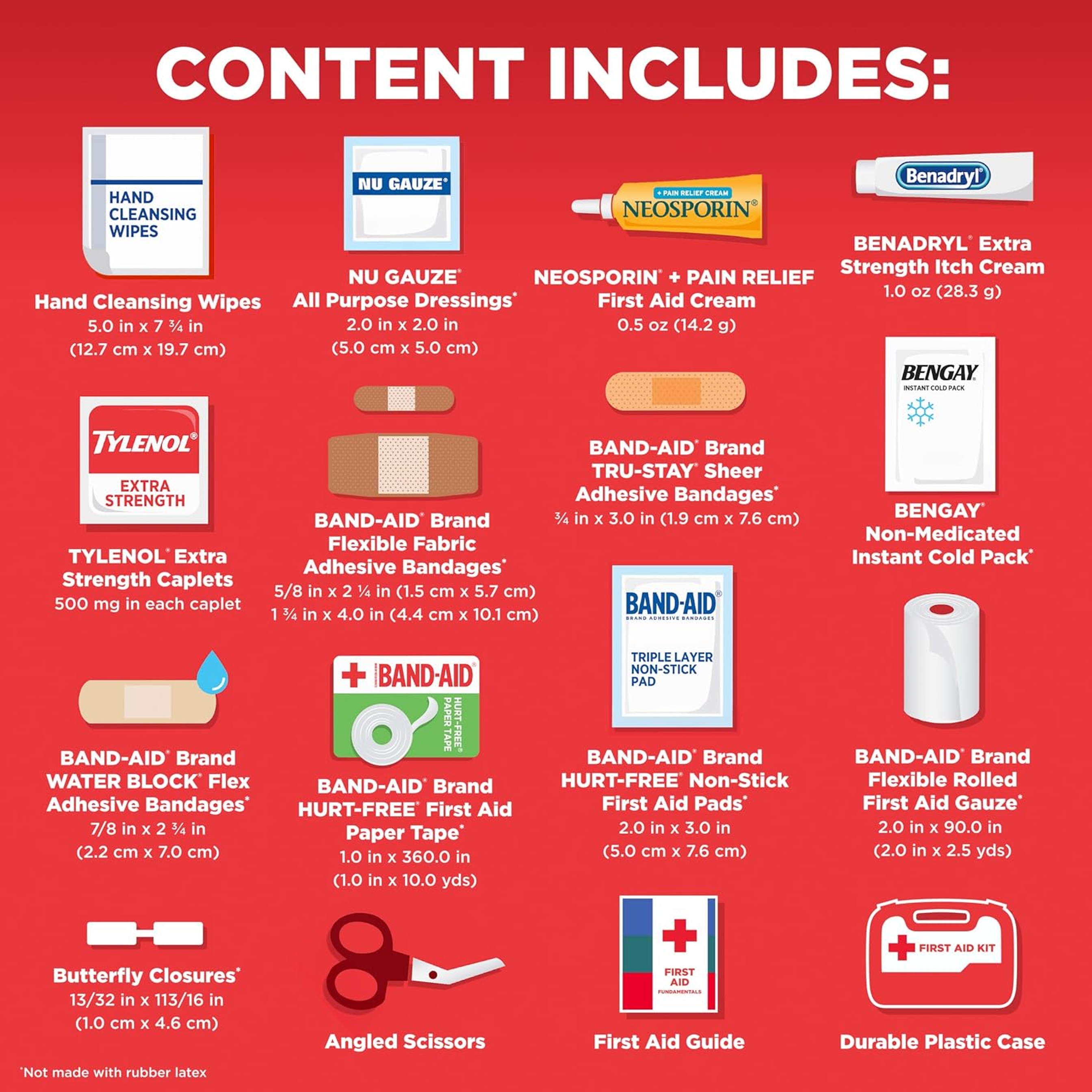 Johnson & Johnson All-Purpose Portable First Aid Kit 160 Pieces - Includes Band-Aid Bandages, Neosporin, Tylenol, Benga & Benadryl 5
