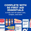 Johnson & Johnson Travel Ready Portable First Aid Kit 80 Pieces - Includes Band-Aid Bandages, Neosporin & Tylenol 5