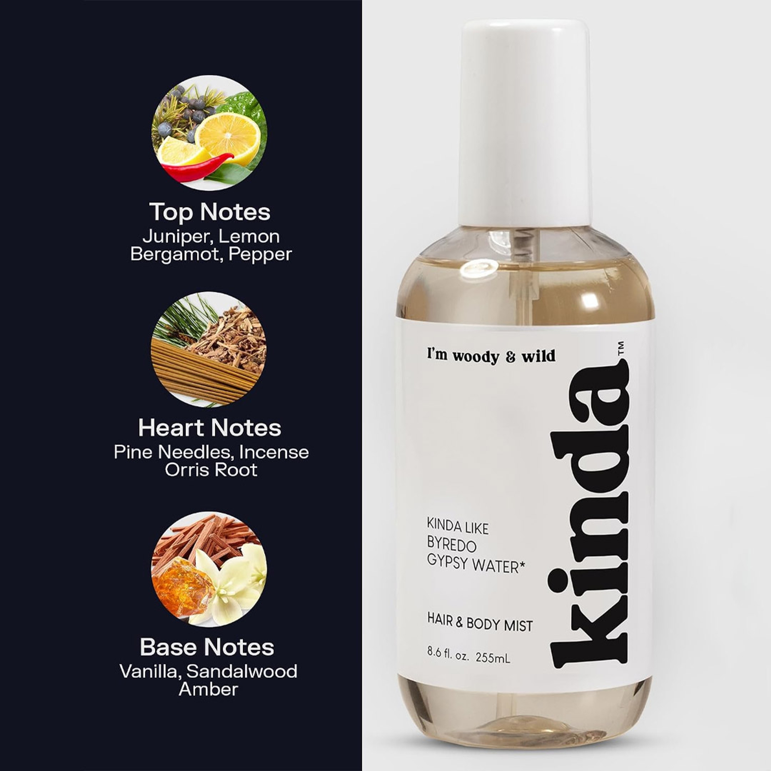 Kinda Woody & Wild Hair & Body Mist 8.6 fl.oz - Inspired by Byredo Gypsy Water, Mystical Forest Fragrance 2