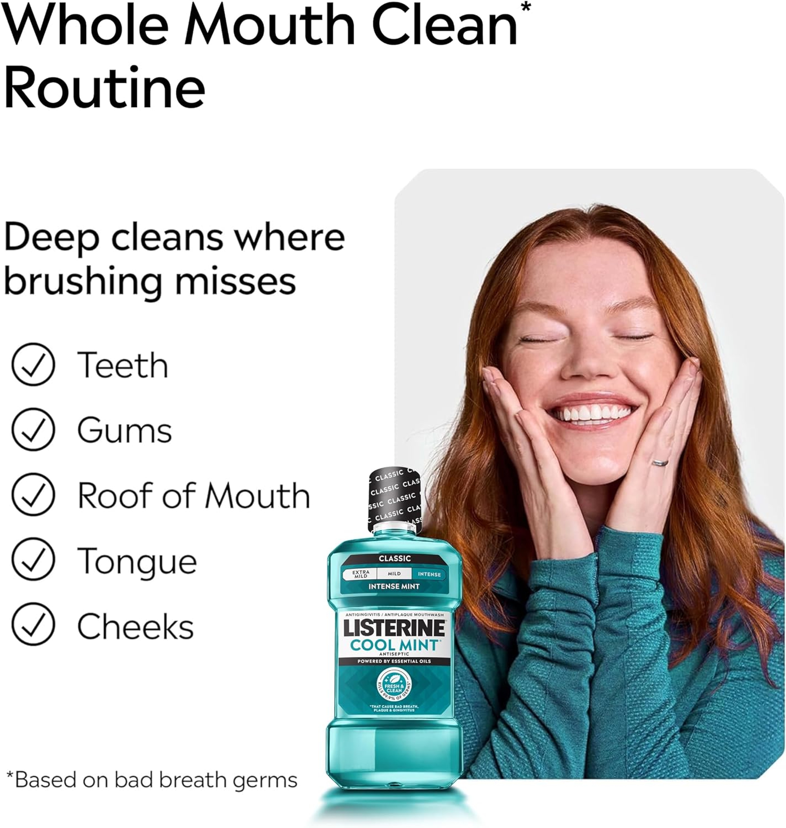 Listerine Cool Mint Intense Antiseptic Mouthwash 8.5 fl.oz - Fights Bad Breath Germs for A Fresher & Cleaner Mouth 5