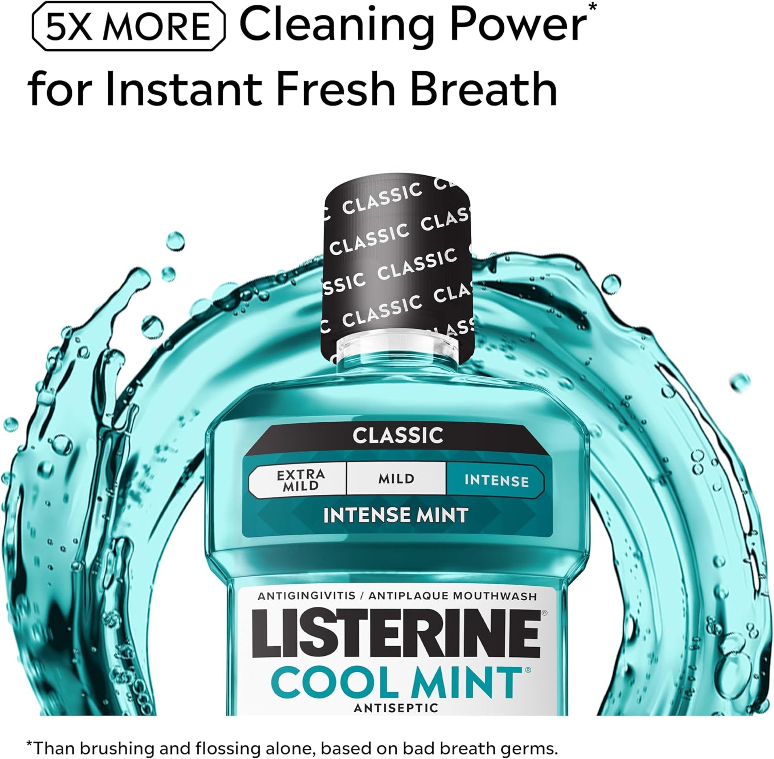 Listerine Cool Mint Intense Antiseptic Mouthwash 8.5 fl.oz - Fights Bad Breath Germs for A Fresher & Cleaner Mouth 3