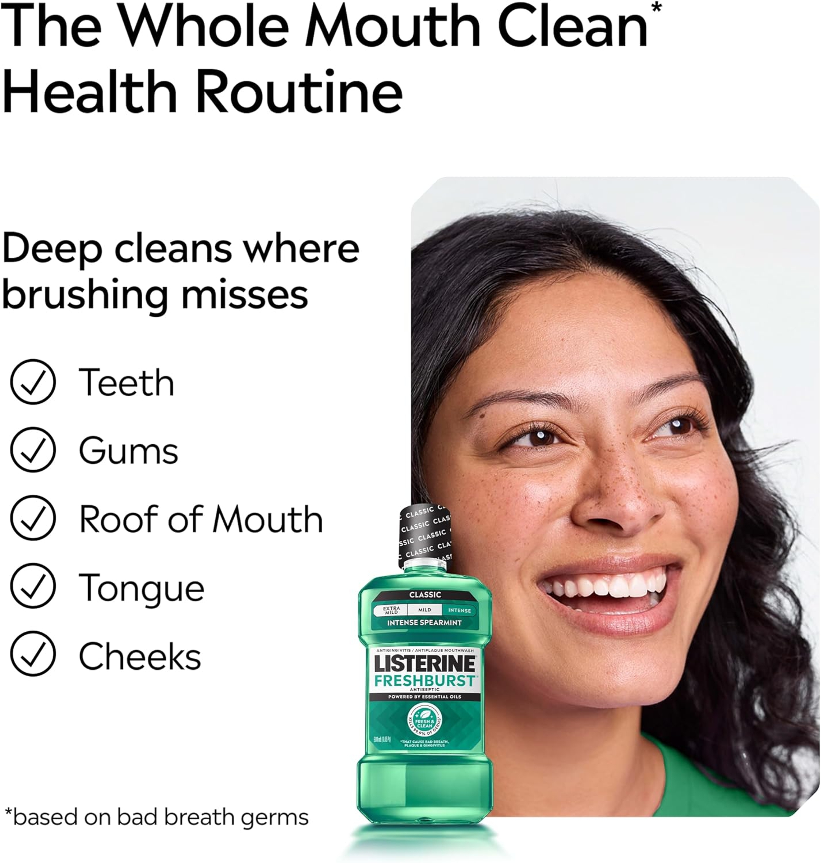 Listerine Freshburst Intense Spearmint Antiseptic Mouthwash 33.8 fl.oz - Oral Rinse for A Cleaner Mouth & Fresh Breath 7