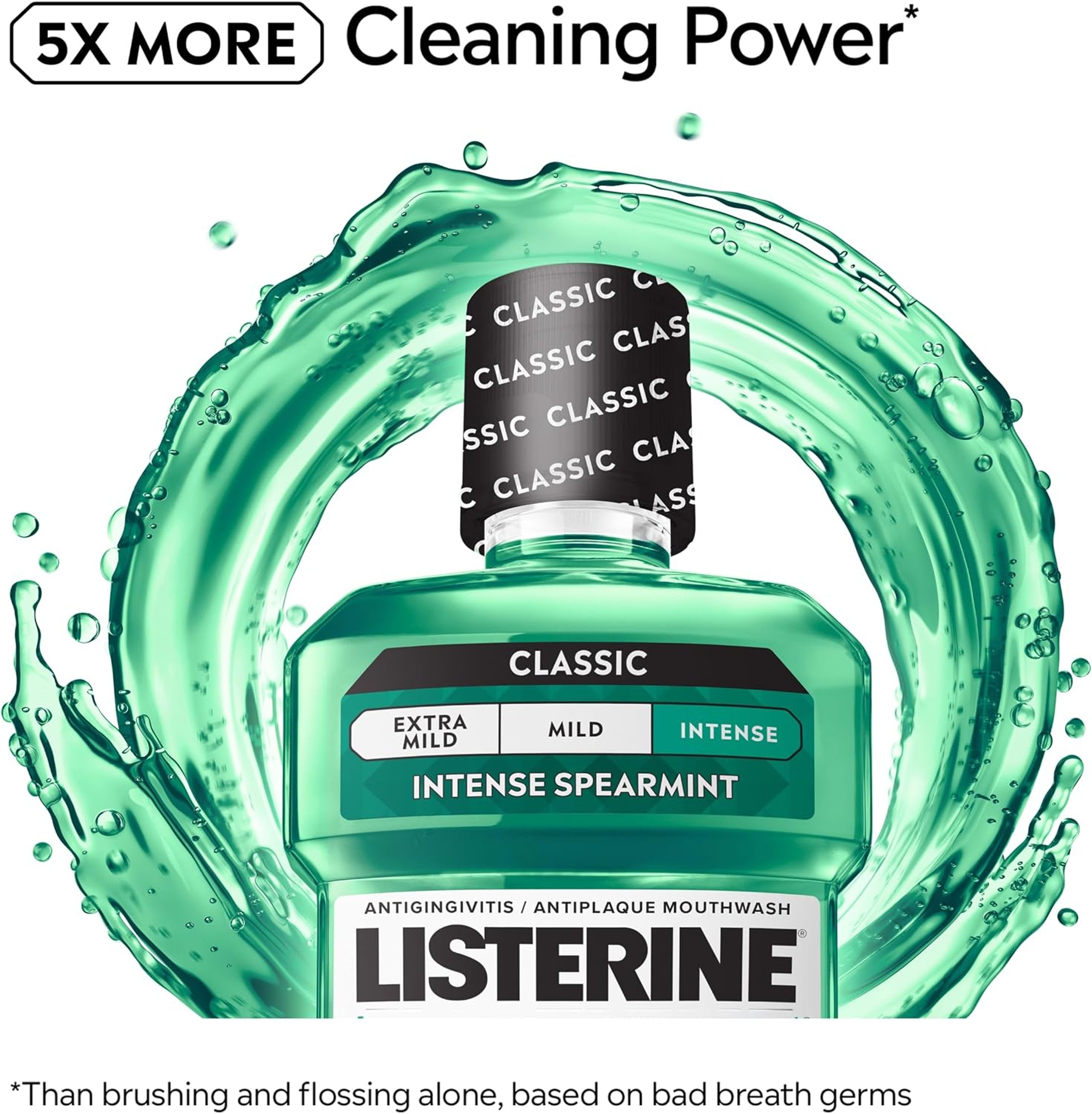 Listerine Freshburst Intense Spearmint Antiseptic Mouthwash 33.8 fl.oz - Oral Rinse for A Cleaner Mouth & Fresh Breath 3