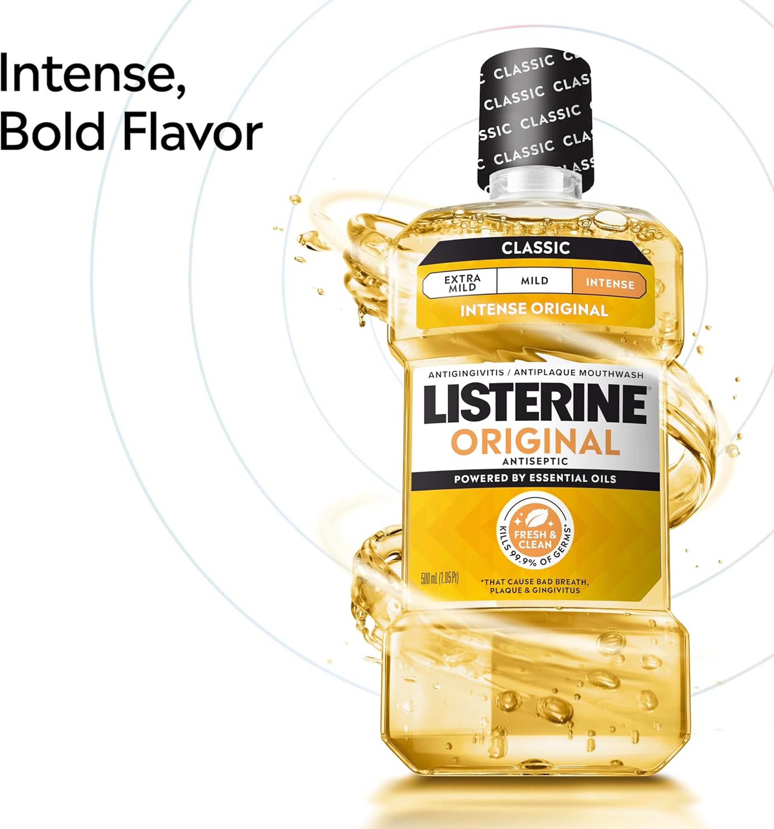 Listerine Original Intense Antiseptic Mouthwash 33.8 fl.oz - Oral Rinse Helps Reduce Bad Breath, Plaque & Gingivitis 4