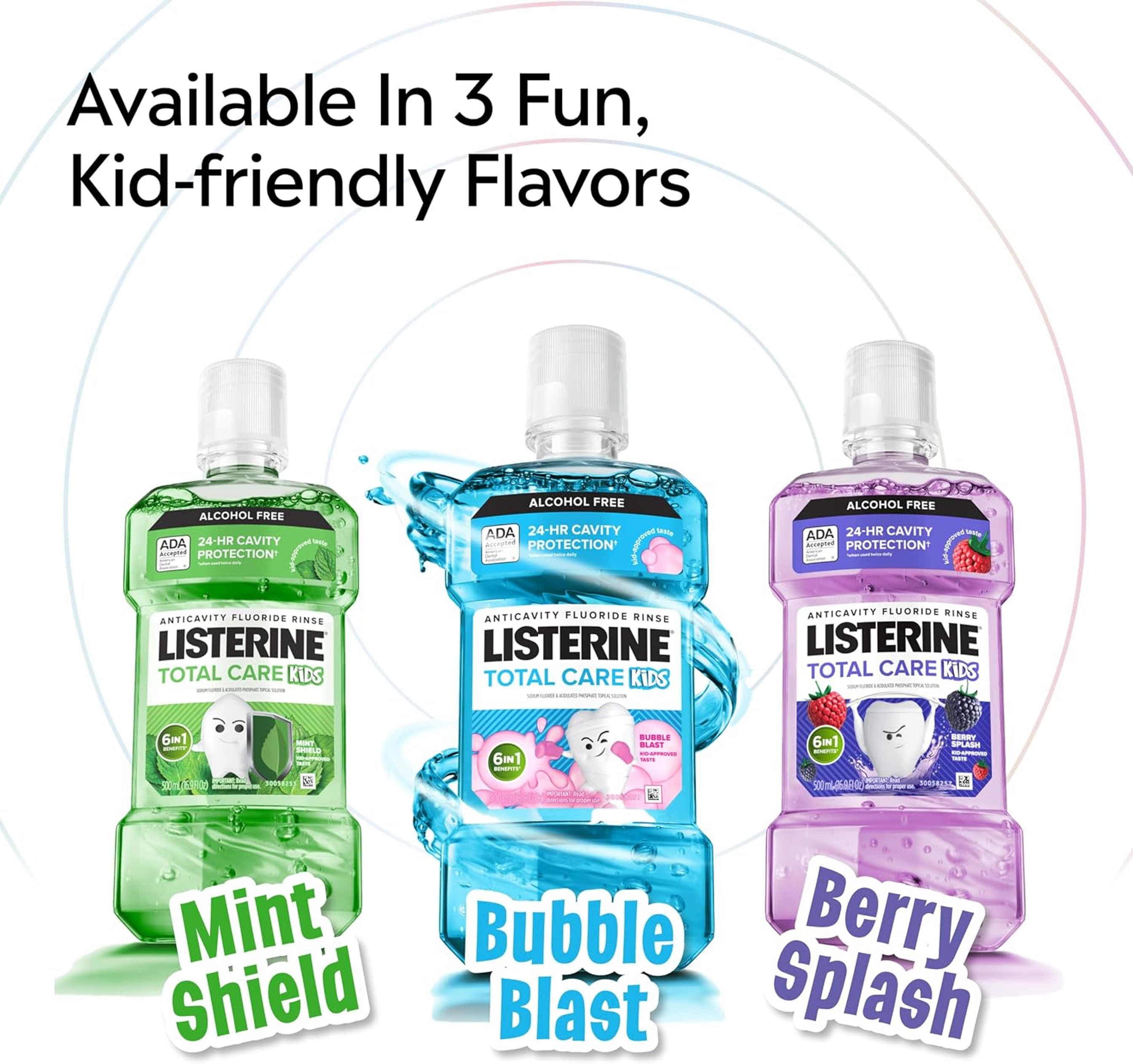 Listerine Total Care Kids Alcohol-Free Mouthwash, Berry Splash, 16.9 fl.oz - Anticavity Fluoride Oral Rinse for Stronger Teeth 6
