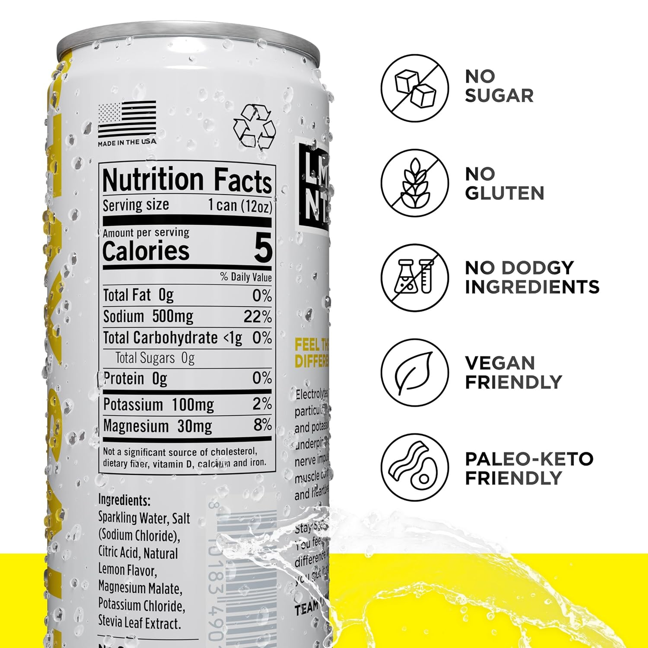 LMNT Sparkling Electrolyte Drink, Lemonade Salt, 12 fl.oz 2