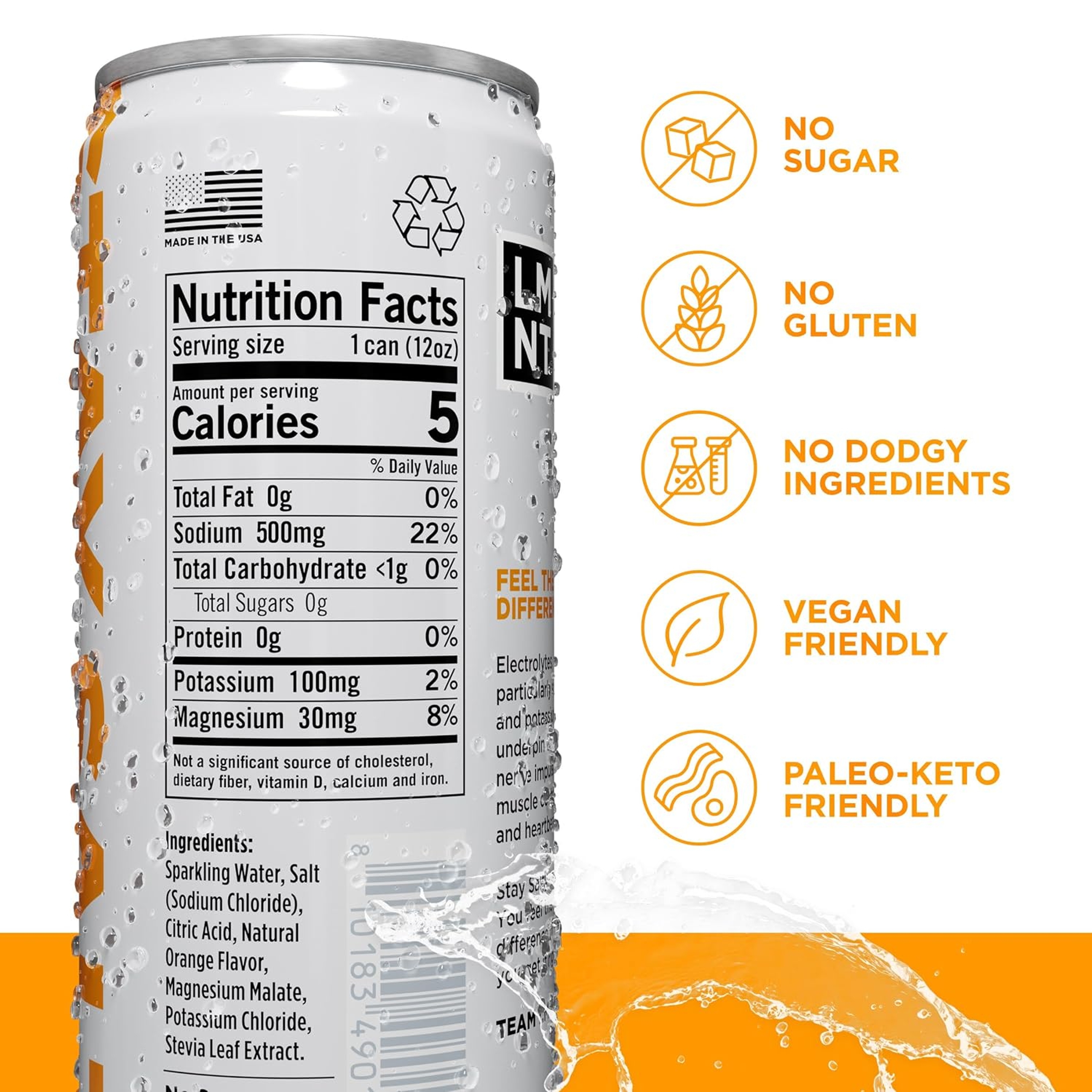 LMNT Sparkling Electrolyte Drink, Orange Salt, 12 fl.oz 2