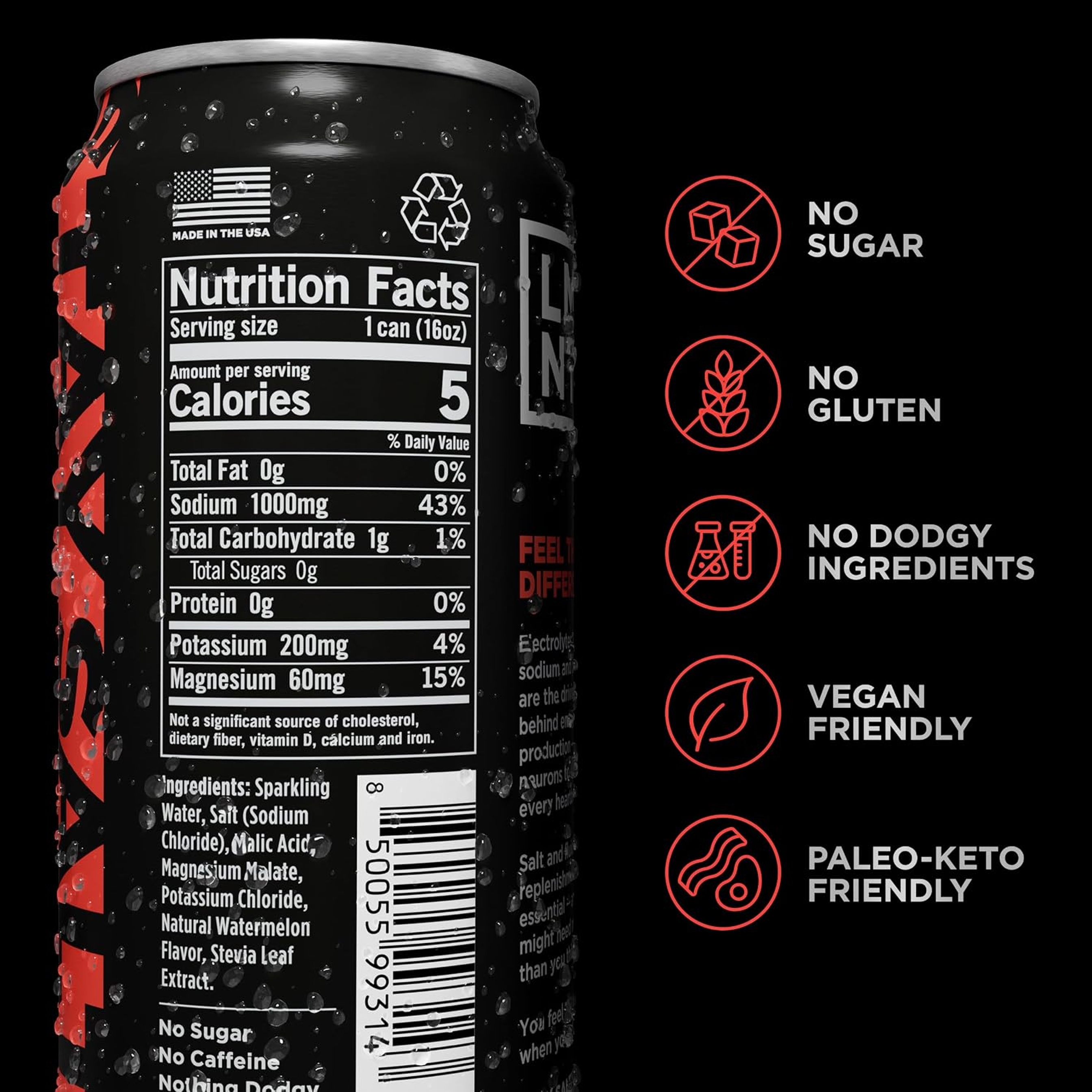 LMNT Sparkling Electrolyte Drink, Watermelon Salt, 16 fl.oz 2