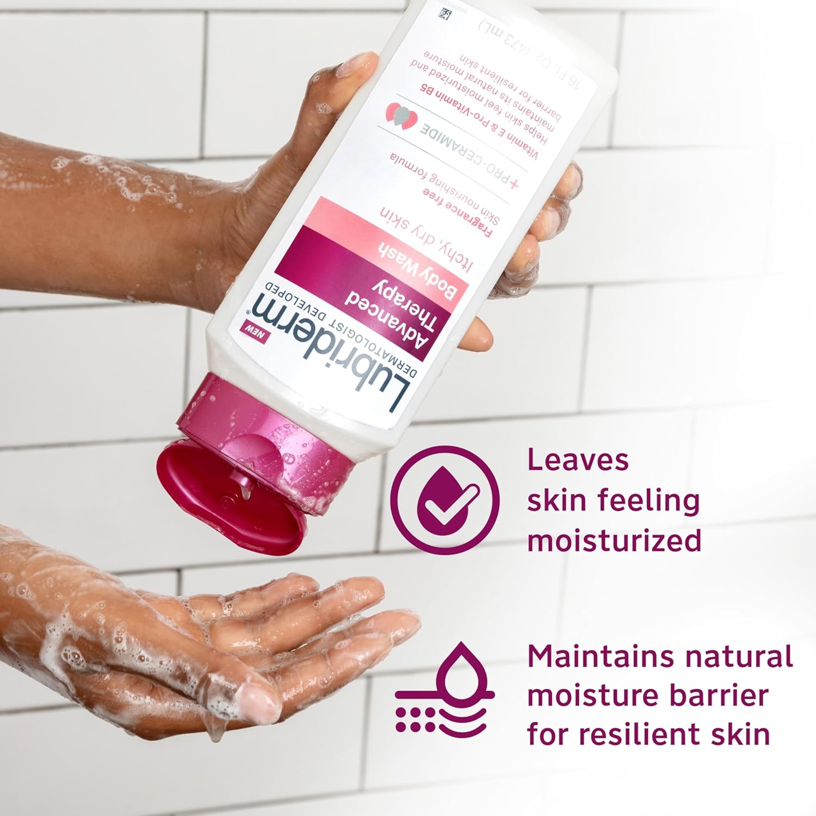 Lubriderm Advanced Therapy Body Wash Fragrance-Free 16 fl.oz - Gently Cleanses, Soothes & Hydrates Itchy Dry Skin 3
