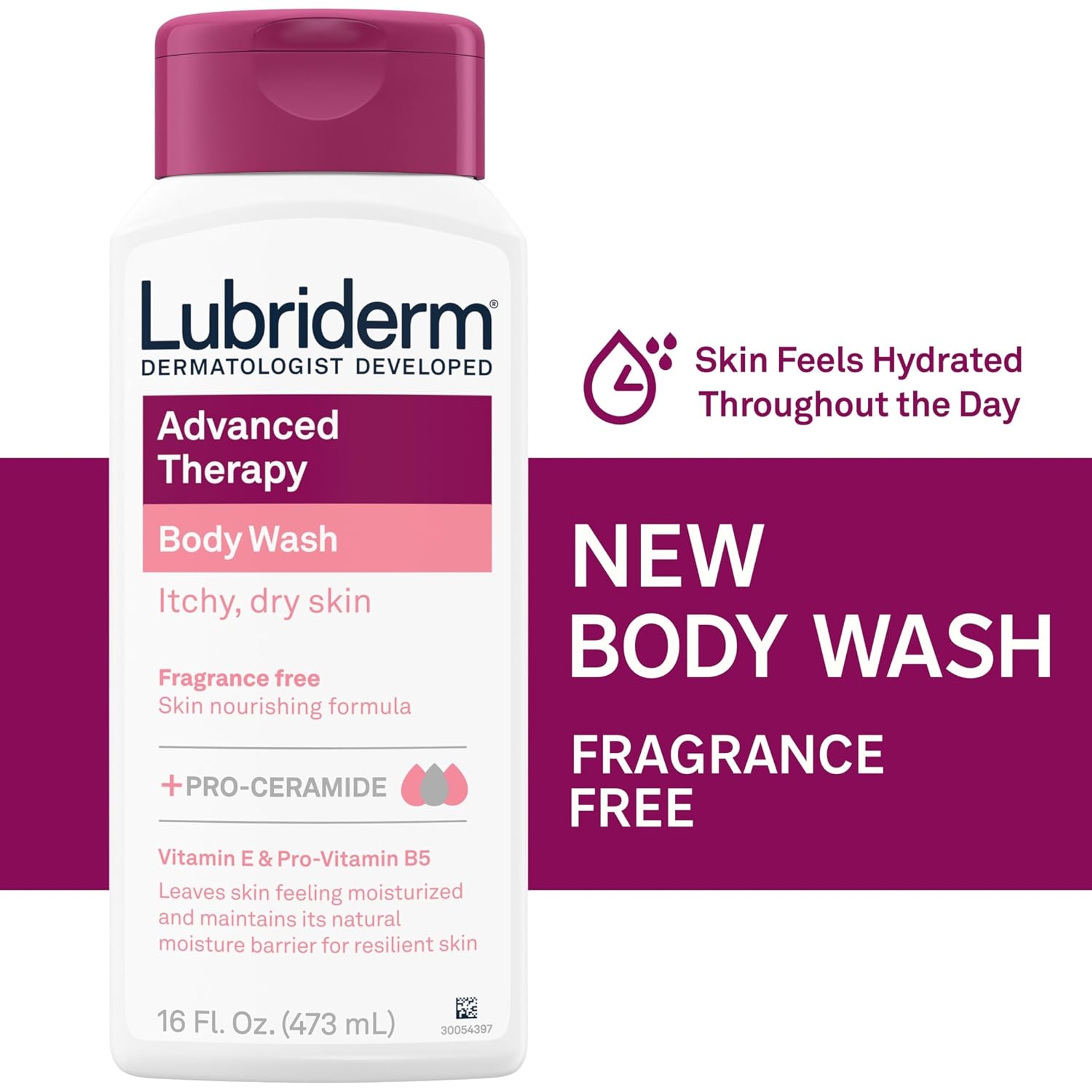 Lubriderm Advanced Therapy Body Wash Fragrance-Free 16 fl.oz - Gently Cleanses, Soothes & Hydrates Itchy Dry Skin 2