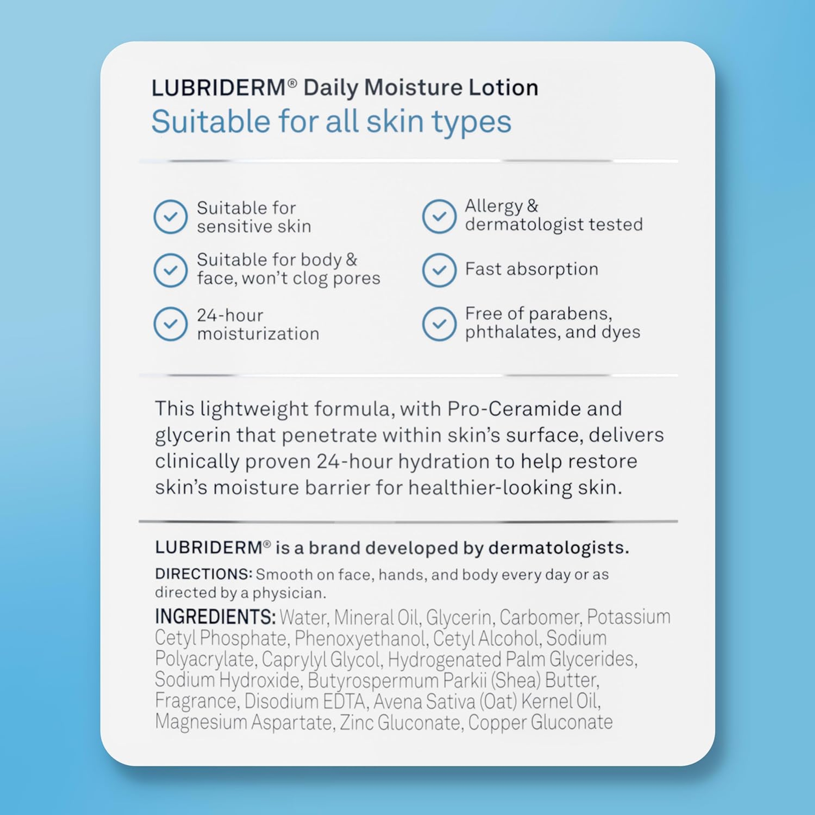 Lubriderm Daily Moisture Lotion 24 fl.oz - Body Moisturizer for Dry Skin, Lightly Scented 9