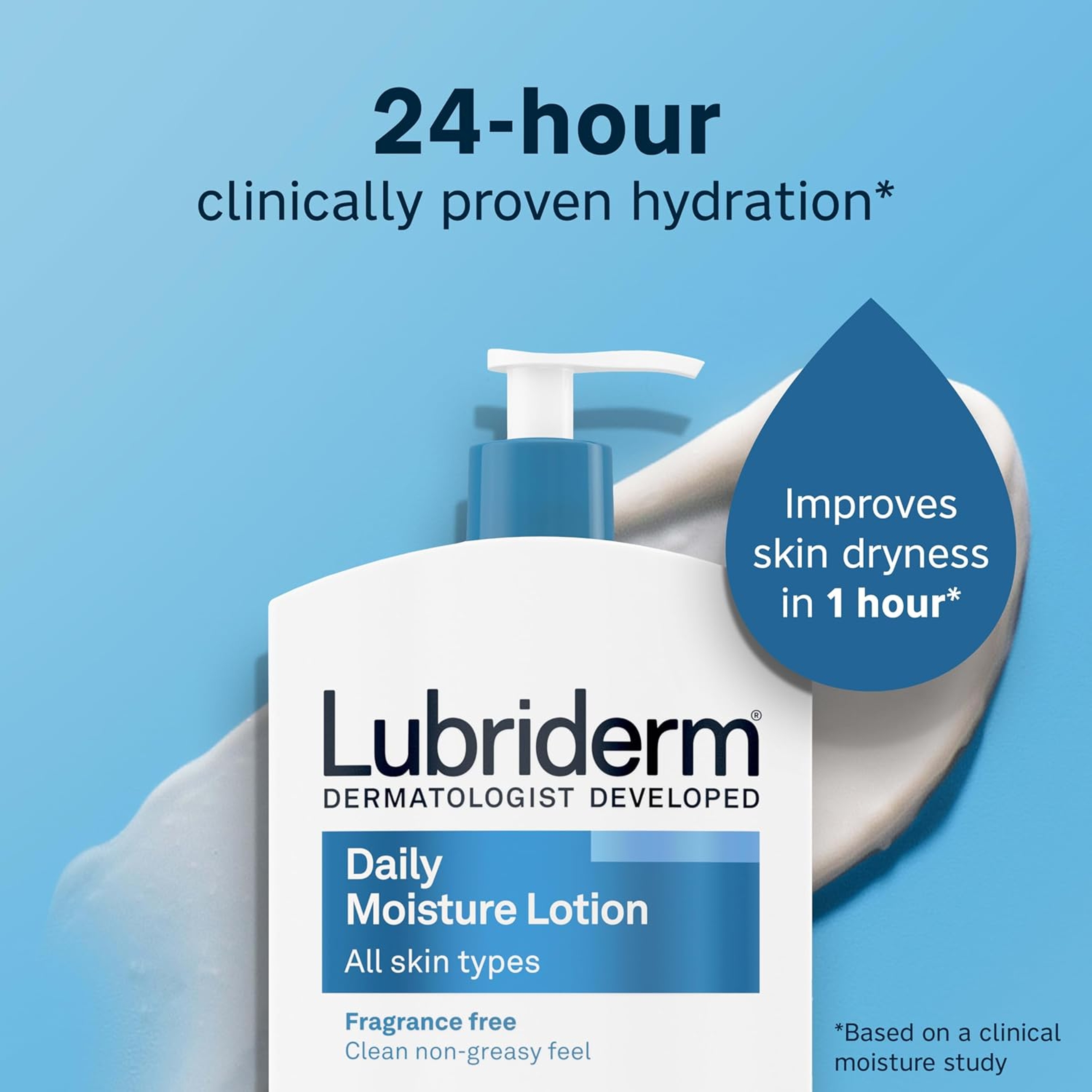 Lubriderm Daily Moisture Lotion Fragrance-Free 24 fl.oz - 24H Moisturizer with Shea Butter, Non-Greasy 2