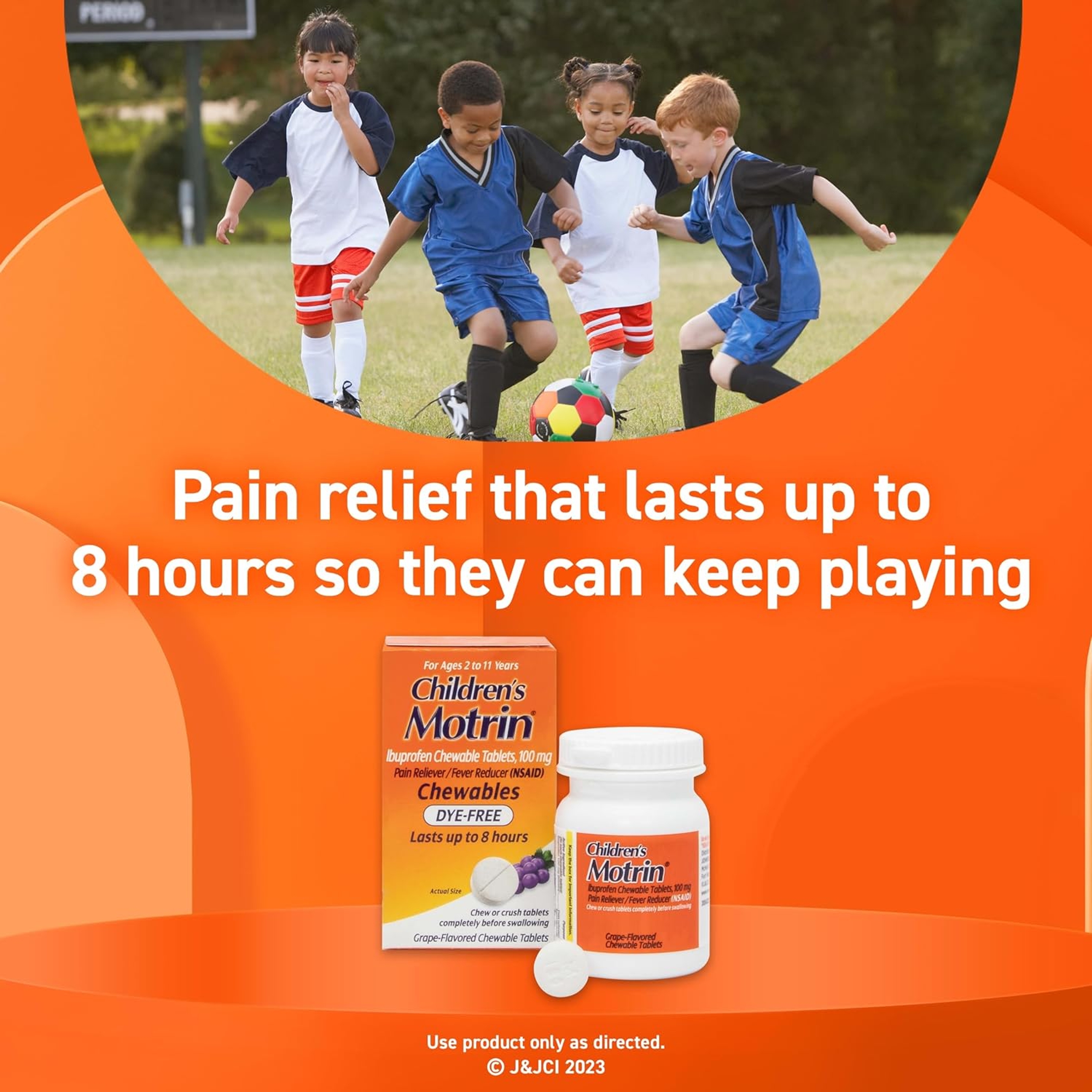 Motrin Children's Ibuprofen Chewable Tablets Dye-Free 24 Count - Kids' Fever Reducer & Pain Reliever, Grape Flavor 4
