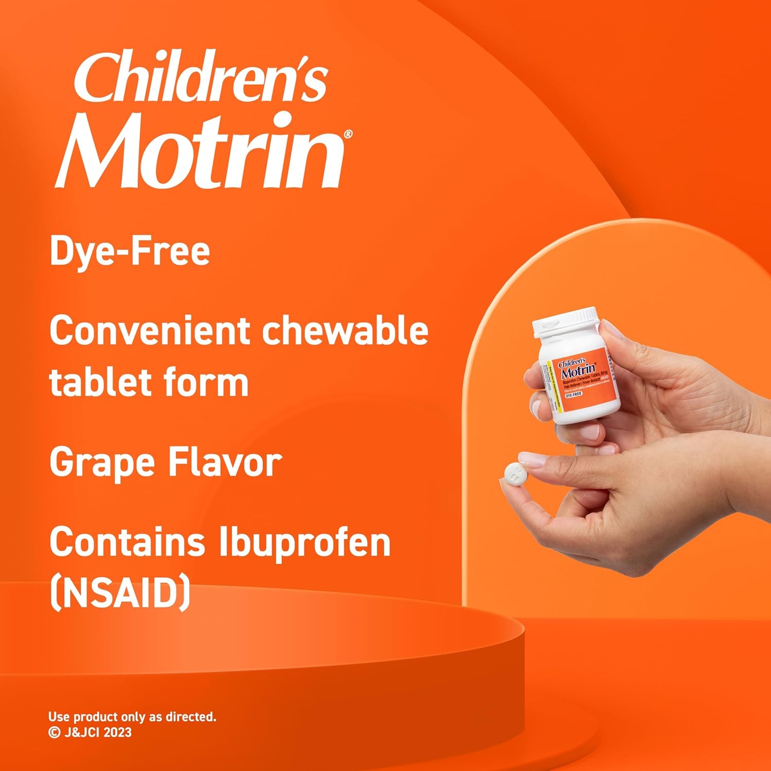 Motrin Children's Ibuprofen Chewable Tablets Dye-Free 24 Count - Kids' Fever Reducer & Pain Reliever, Grape Flavor 3