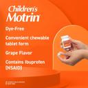 Motrin Children's Ibuprofen Chewable Tablets Dye-Free 24 Count - Kids' Fever Reducer & Pain Reliever, Grape Flavor 3