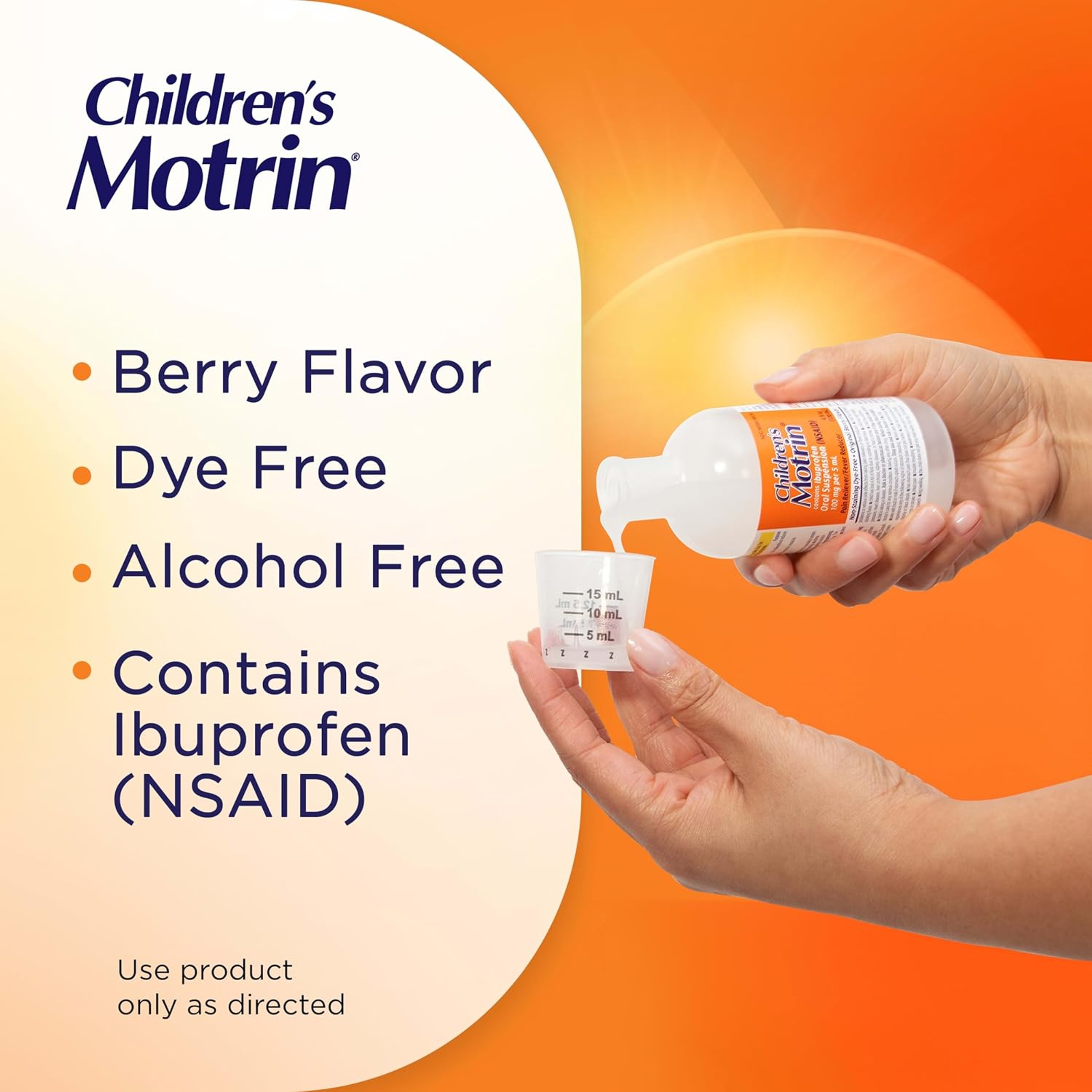 Motrin Children's Ibuprofen Liquid Oral Suspension Dye-Free, Berry, 4 fl.oz - Kid’s Medicine for Fever & Pain Relief 3