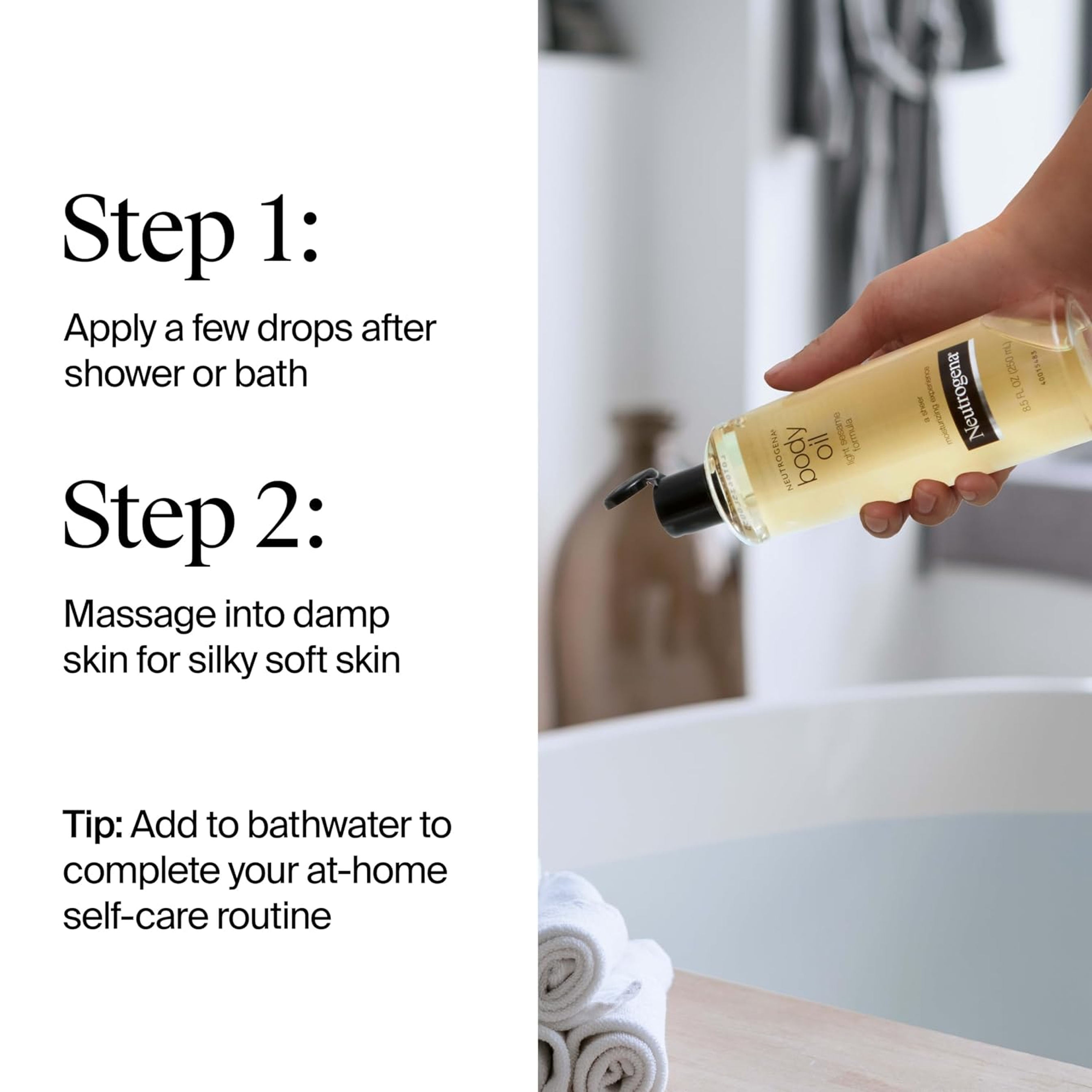 Neutrogena Body Oil Light Sesame Formula Fragrance-Free 8.5 fl.oz - Nourishing Moisturizer for Soft & Silky Skin 6