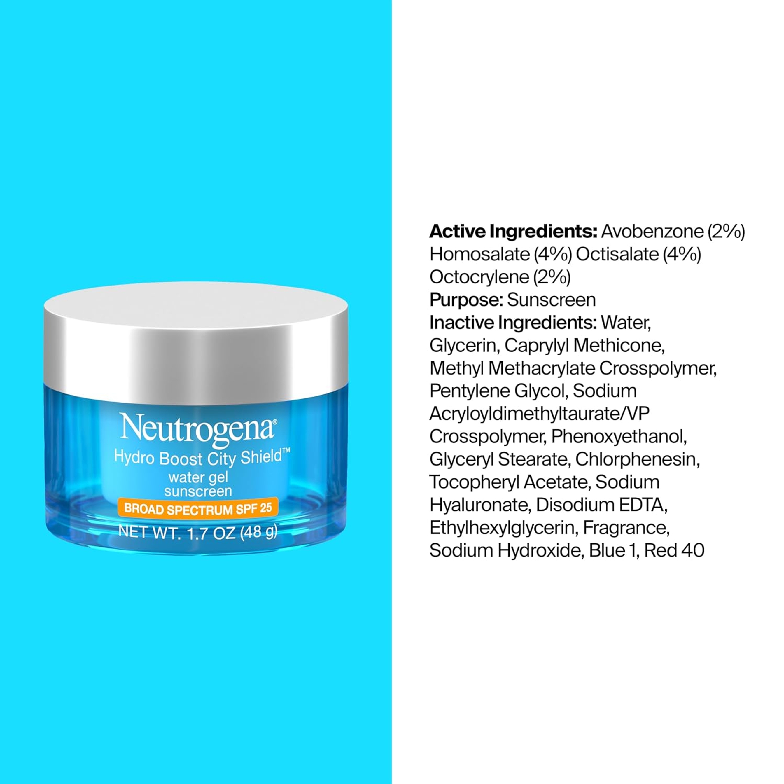 Neutrogena Hydro Boost City Shield Water Gel SPF25 1.7 oz - Hydrating Gel Facial Sunscreen with Hyaluronic Acid 8