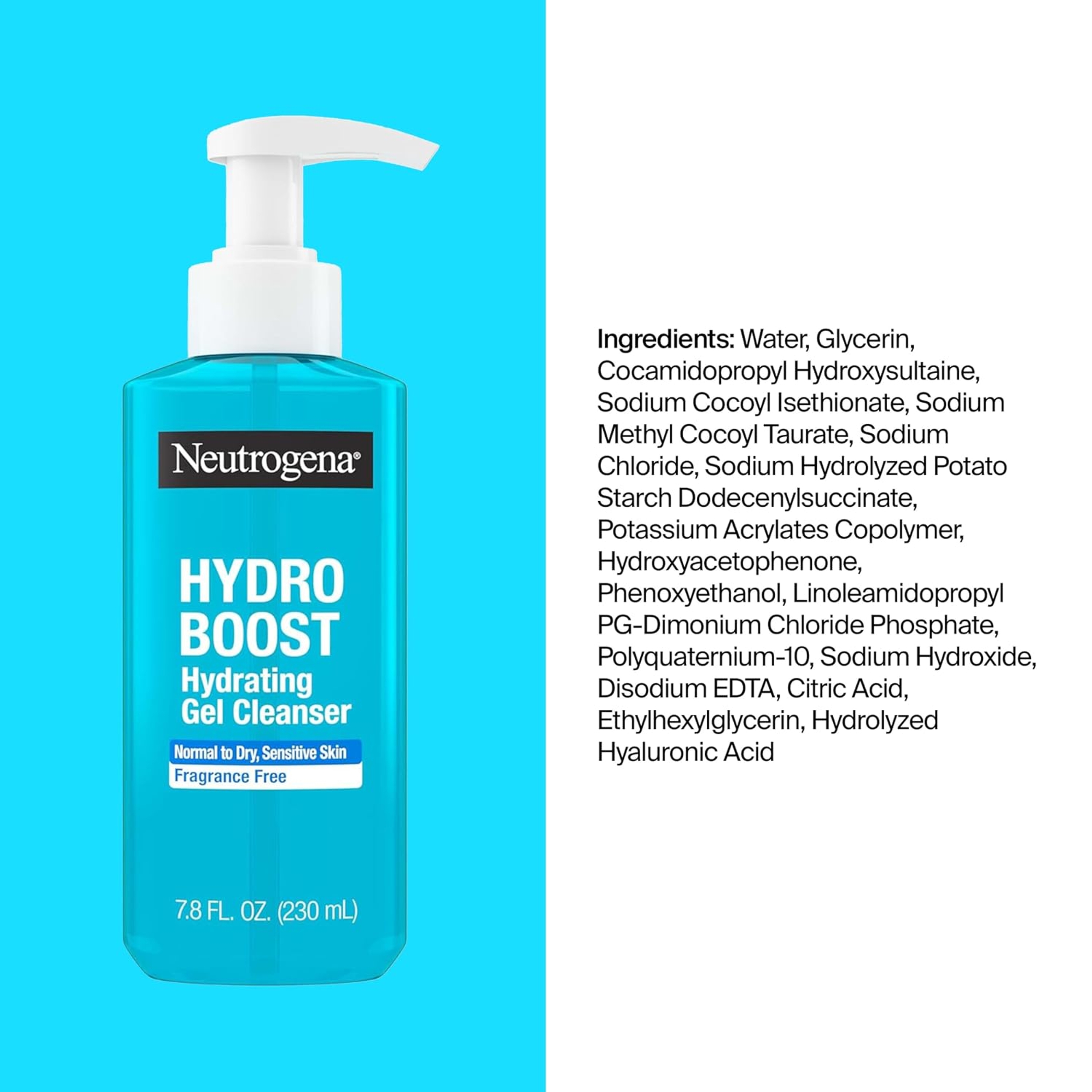 Neutrogena Hydro Boost Hydrating Cleansing Gel, Fragrance-Free, 7.8 fl.oz - Gentle Foaming Face Wash for Sensitive Skin 8