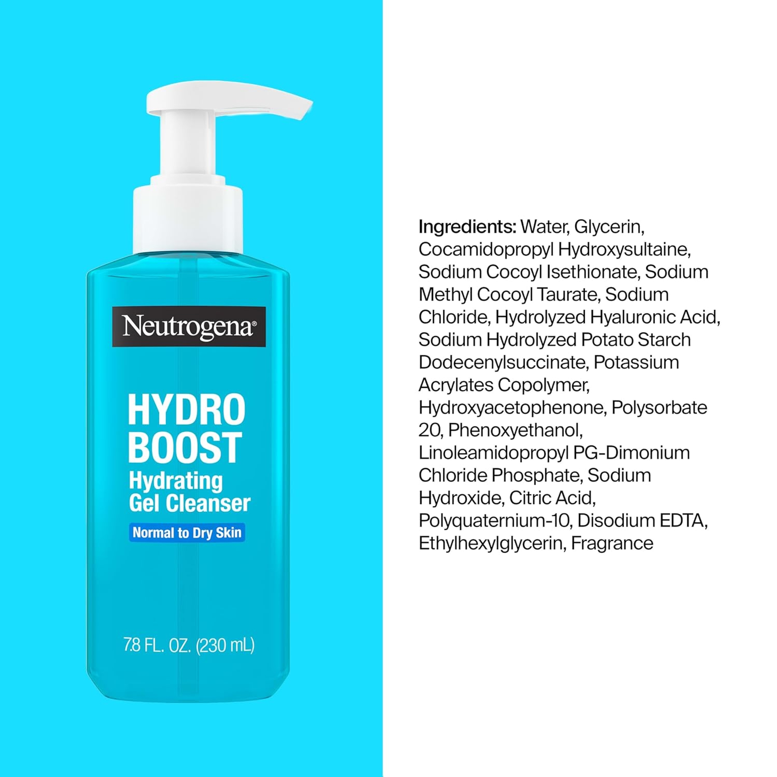 Neutrogena Hydro Boost Hydrating Gel Cleanser 7.8 fl.oz - Gentle Facial Cleanser Gel for Normal to Dry Skin 8