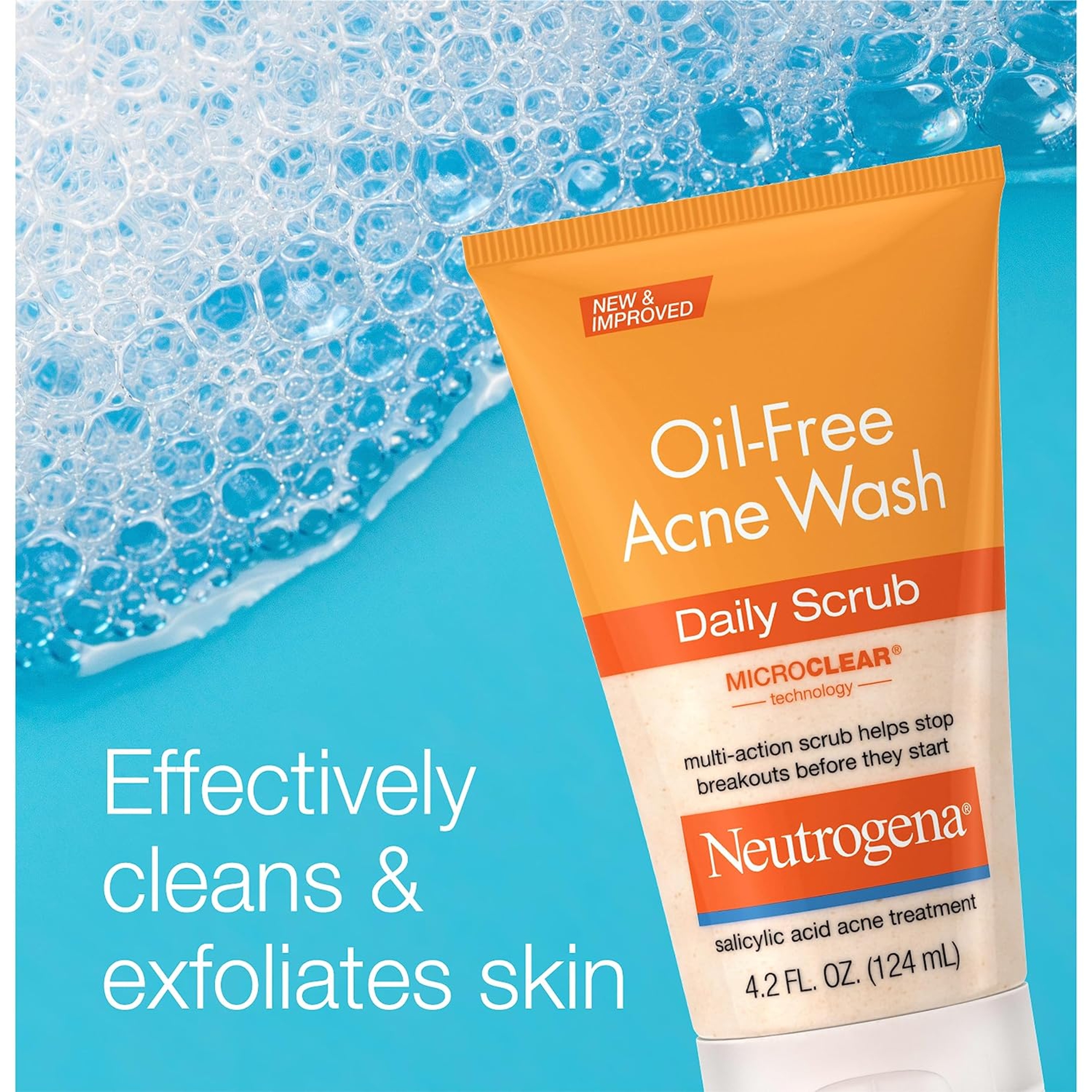 Neutrogena Oil-Free Acne Wash Daily Scrub 4.2 fl.oz - Salicylic Acid Cleanser for Oily Acne-Prone Skin 2