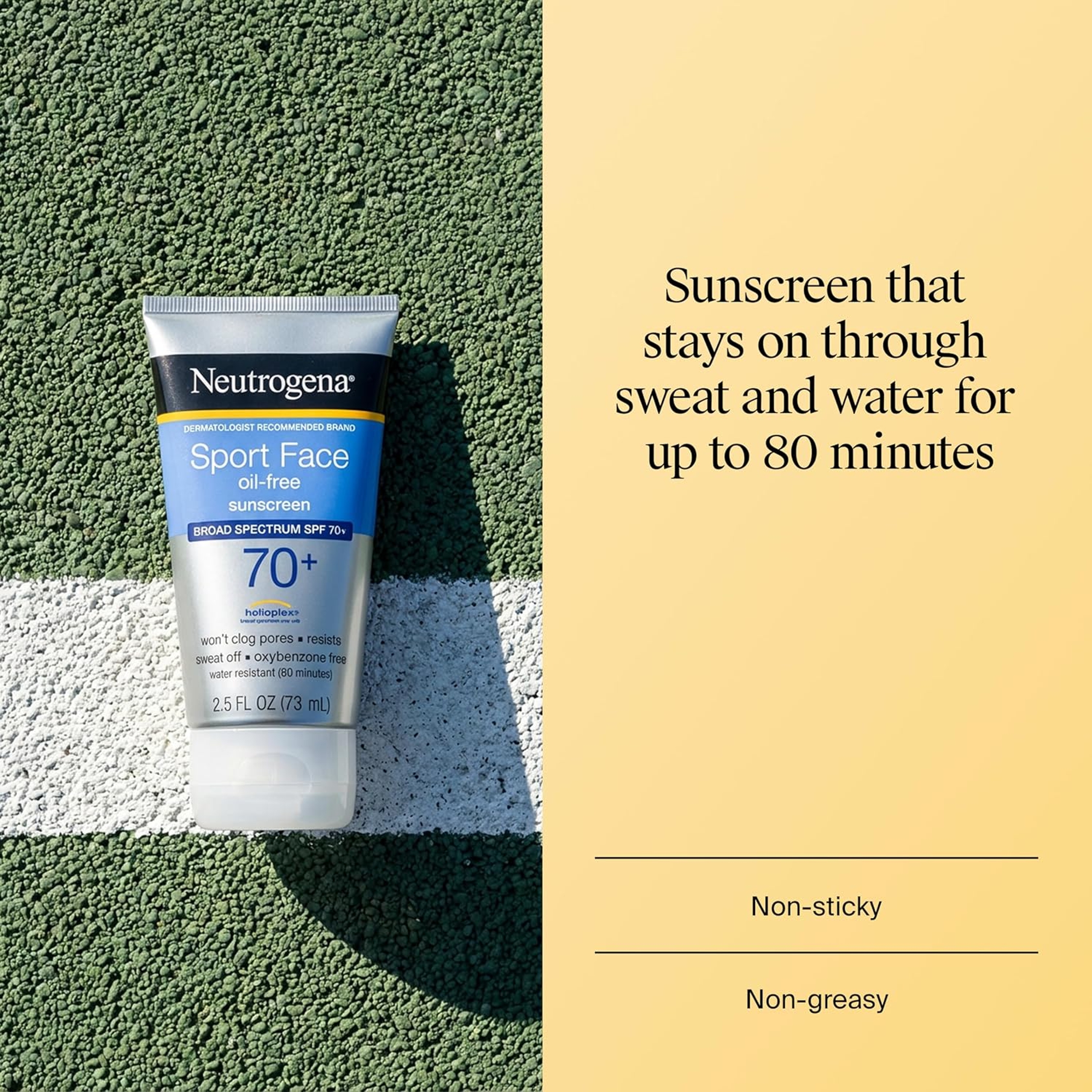 Neutrogena Sport Face Oil-Free Sunscreen SPF70+ 2.5 fl.oz - Broad Spectrum UVA/UVB Protection, Sweat-Resistant 2
