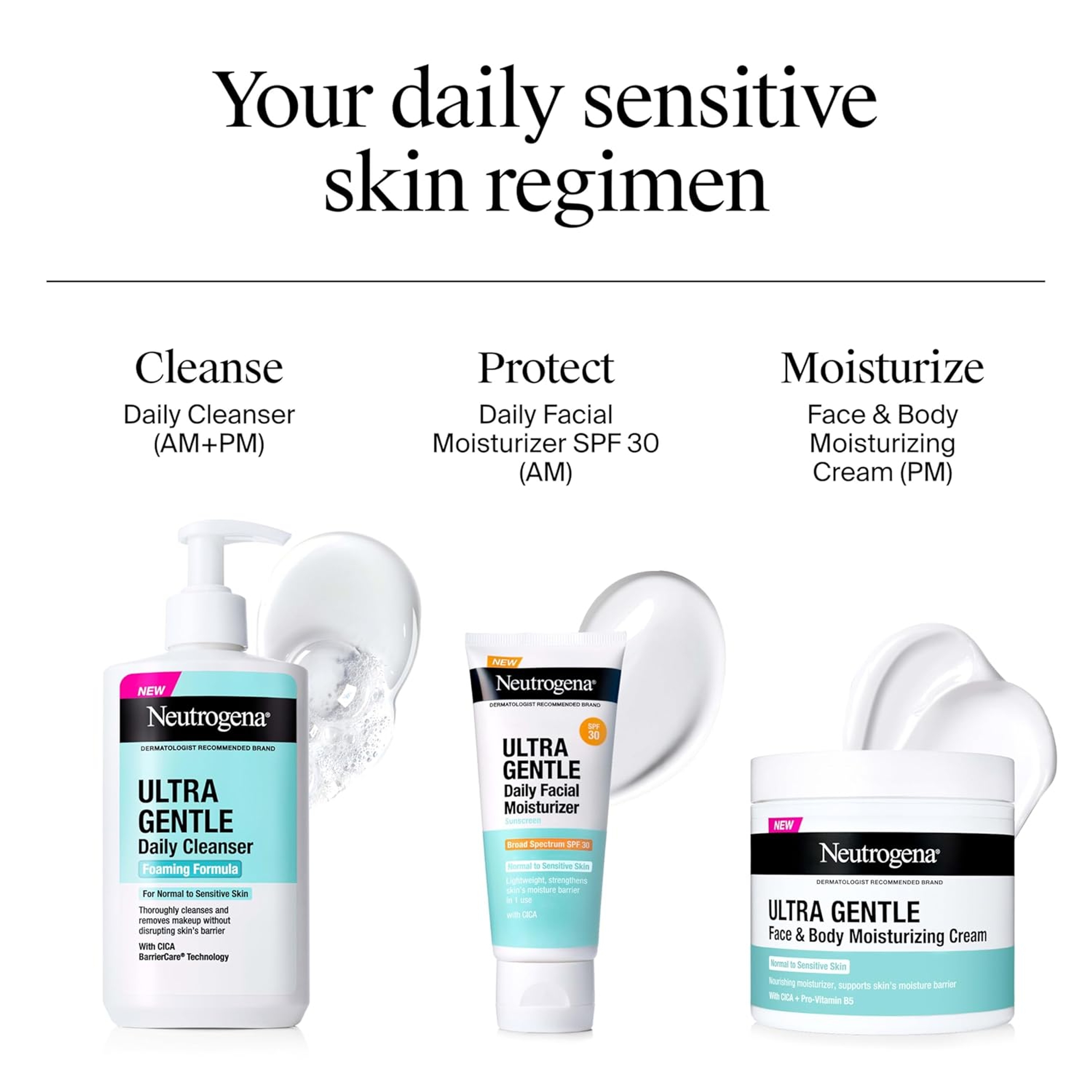 Neutrogena Ultra Gentle Daily Cleanser 16 fl.oz - Foaming Face Wash with CICA Removes Dirt, Oil & Makeup, Fragrance-Free 8