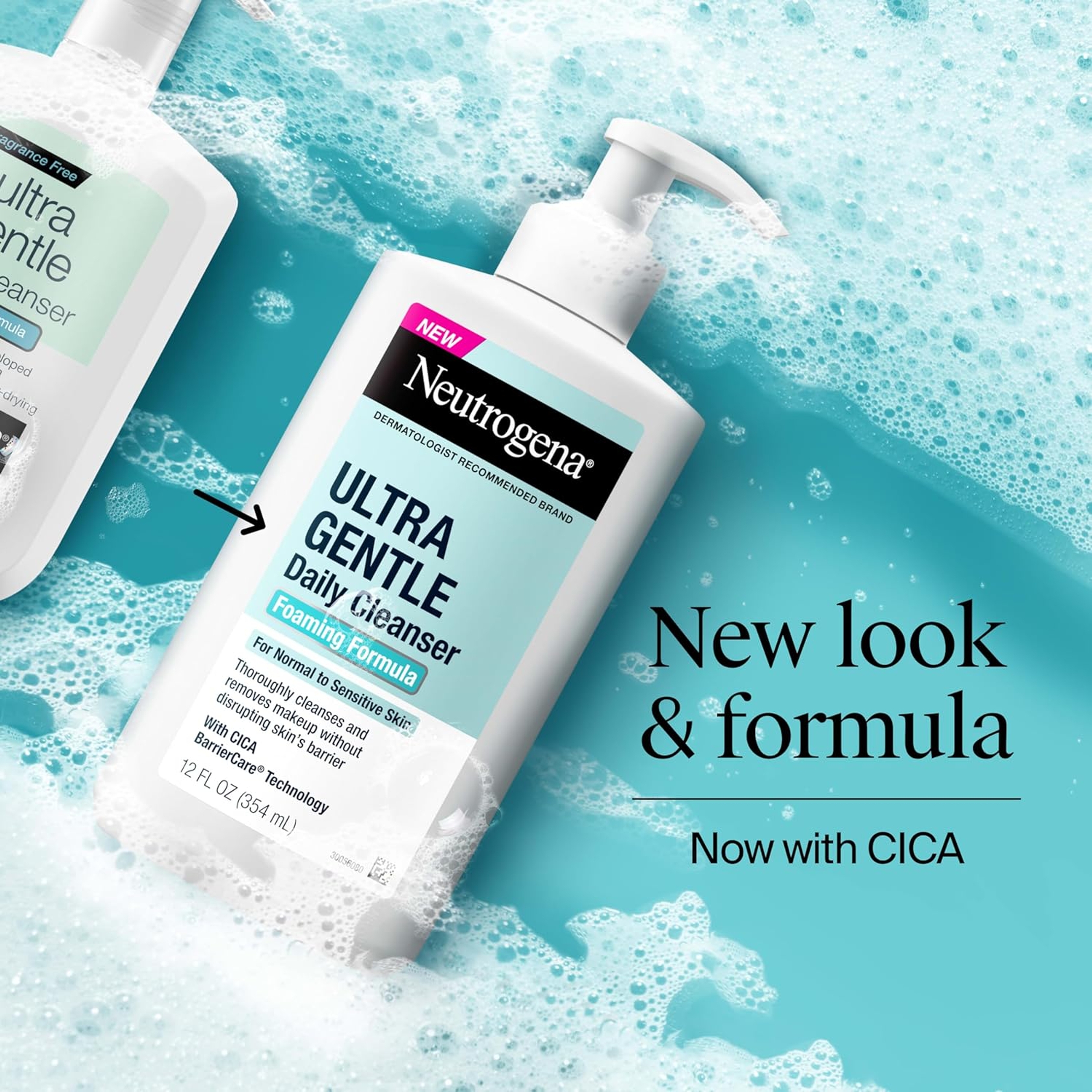 Neutrogena Ultra Gentle Daily Cleanser 16 fl.oz - Foaming Face Wash with CICA Removes Dirt, Oil & Makeup, Fragrance-Free 2