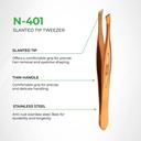 NGHIA Green Stainless Steel Slanted Tips Tweezers N-401XL 1 Count - General-Purpose Hair Removal & Shaping Eyebrows 2