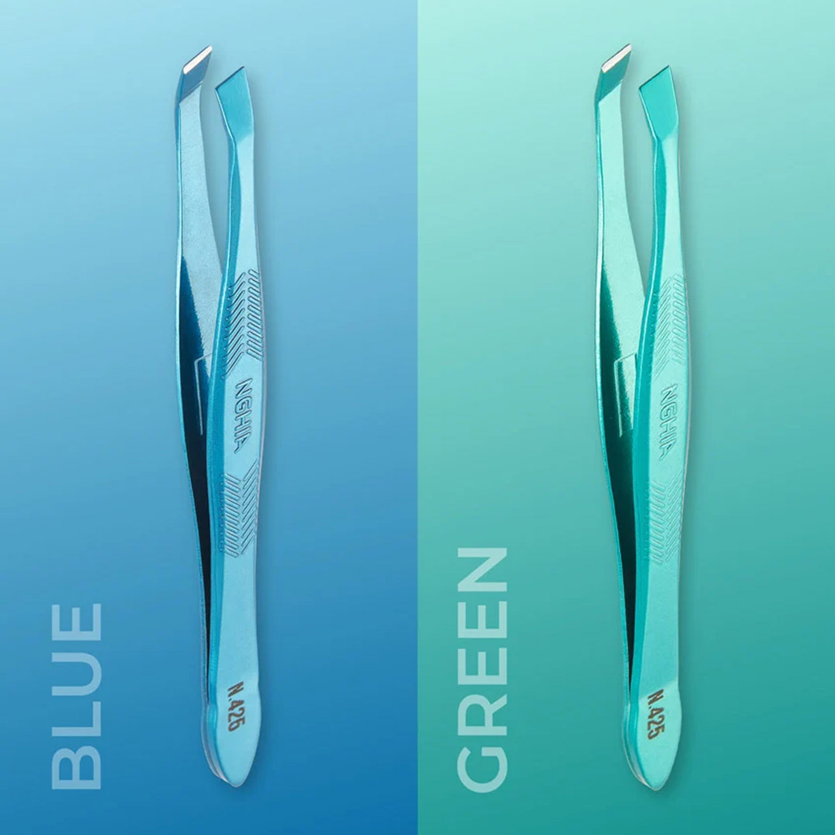 NGHIA Green Stainless Steel Slanted Tips Tweezers N-425G 1 Count - for General-Purpose Hair Removal & Shaping Eyebrows 4