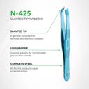 NGHIA Green Stainless Steel Slanted Tips Tweezers N-425G 1 Count - for General-Purpose Hair Removal & Shaping Eyebrows 2