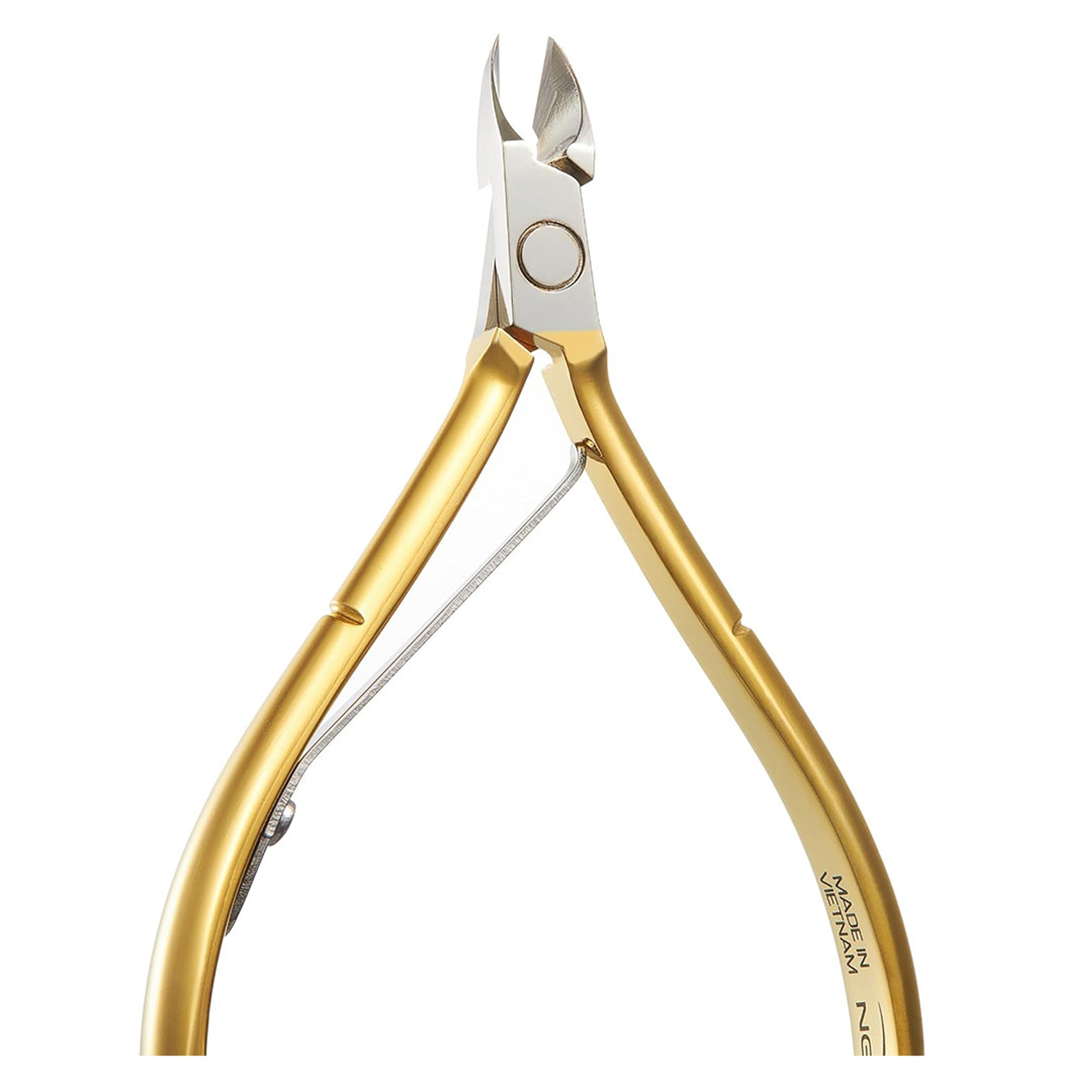 NGHIA Hard Steel Cuticle Nipper D-555 1 Count - Precision Nail Tech Nipper with Gold & Grey Plated Double Spring Jaws 4