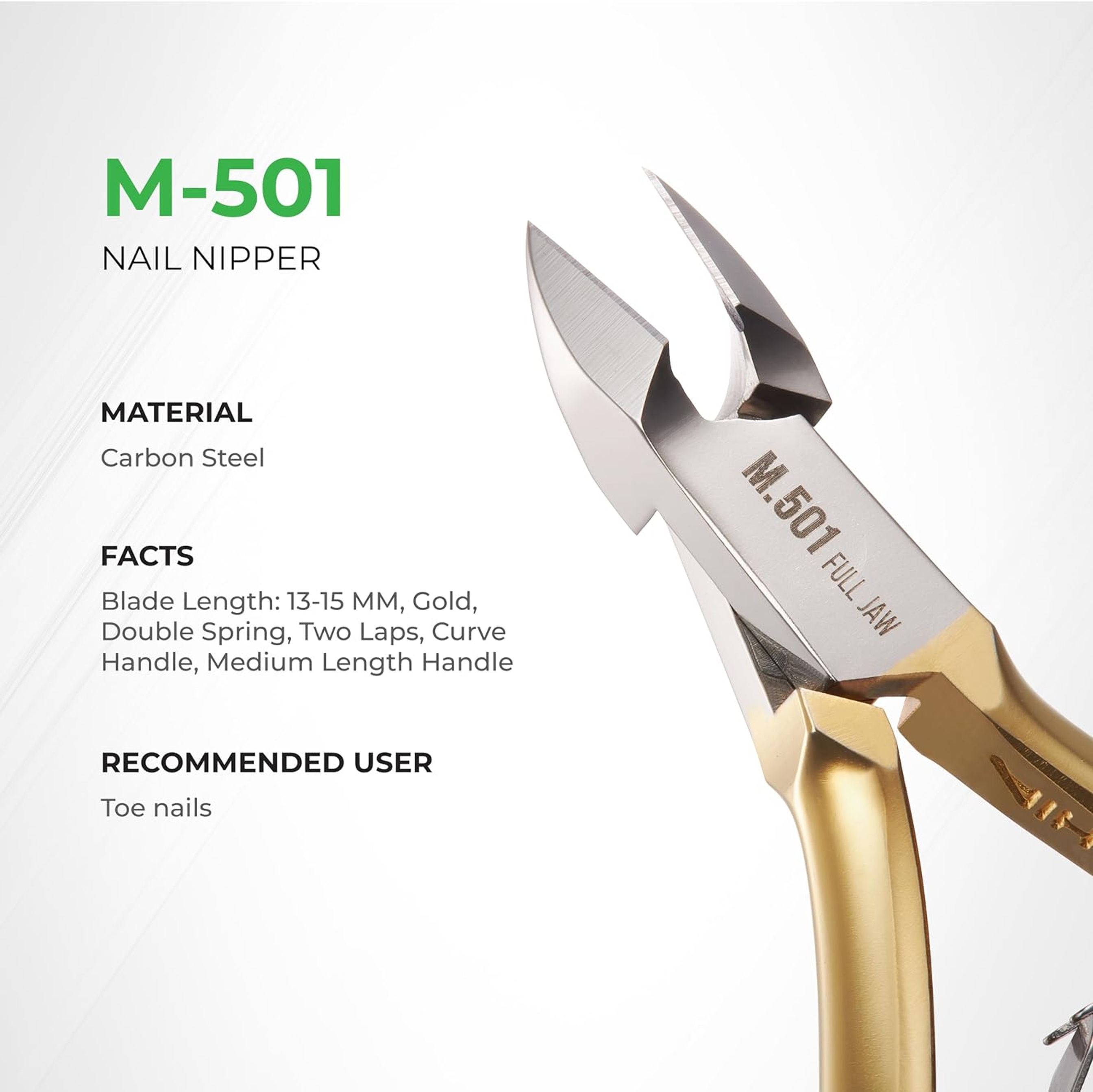 NGHIA Hard Steel Nail Nipper M-501 1 Count - Precision Acrylic Nipper with Hard Steel Jaw, Elegant Gold Plated Finish 2