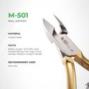 NGHIA Hard Steel Nail Nipper M-501 1 Count - Precision Acrylic Nipper with Hard Steel Jaw, Elegant Gold Plated Finish 2
