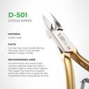 NGHIA Premium Hard Steel Cuticle Nipper D-501 1 Count - Precision Nail Tech Nipper with Gold & Grey Plated Double Spring Jaws 2