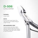 NGHIA Premium Hard Steel Cuticle Nipper D-506 1 Count - Precision Nail Tech Nipper with Grey Plated Full Jaw & Single Spring 2