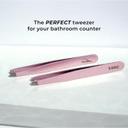 NGHIA Rose Gold Stainless Steel Straight Blades Tweezer N-404HO 1 Count - Square Tips, Thick Handle with Sparkle Finished 4