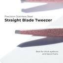 NGHIA Rose Gold Stainless Steel Straight Blades Tweezer N-404HO 1 Count - Square Tips, Thick Handle with Sparkle Finished 3