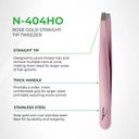 NGHIA Rose Gold Stainless Steel Straight Blades Tweezer N-404HO 1 Count - Square Tips, Thick Handle with Sparkle Finished 2