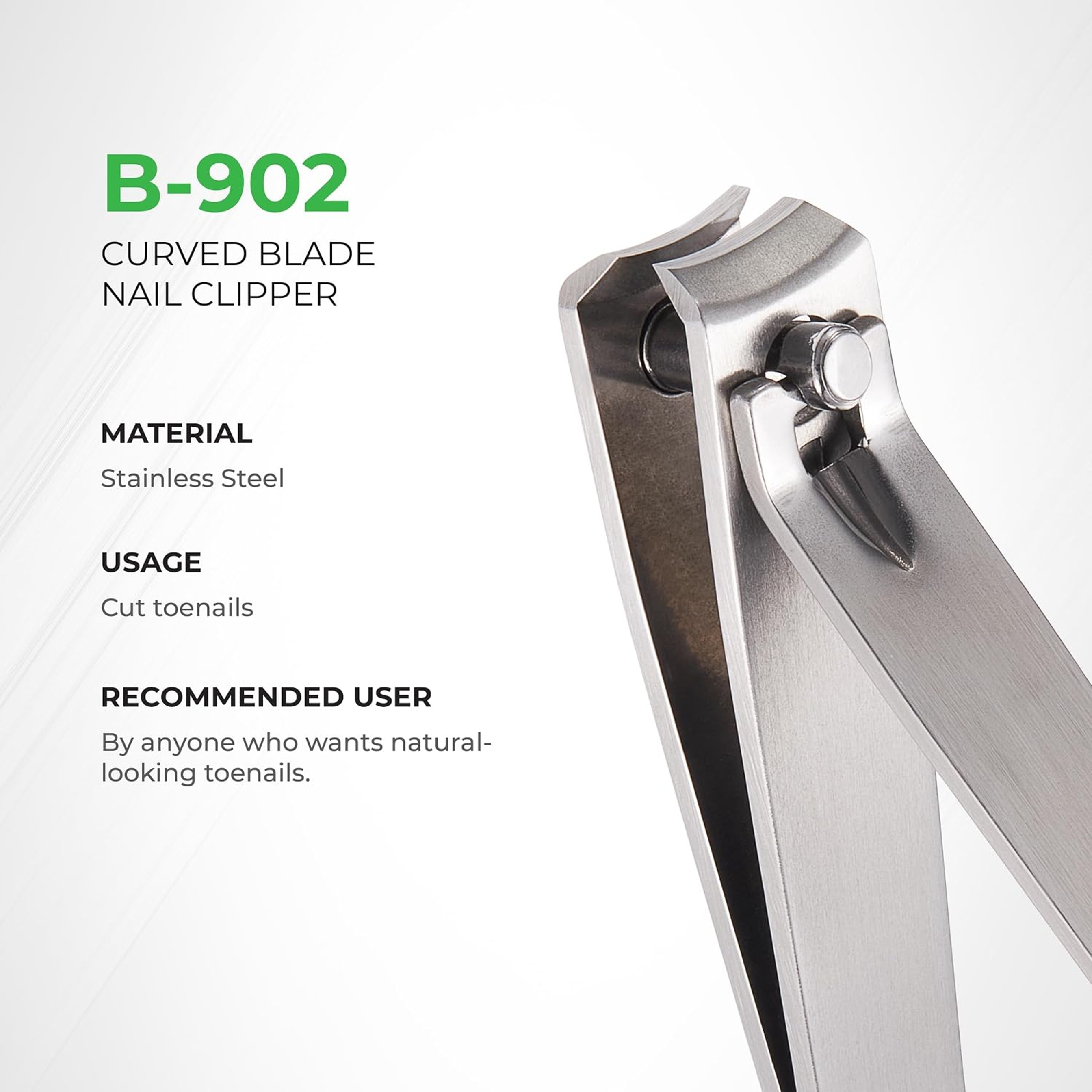 NGHIA Stainless Steel Curve Blade Large Nail Clipper B-902 1 Count - Large Curved Jaw for Precise Nail Care 2