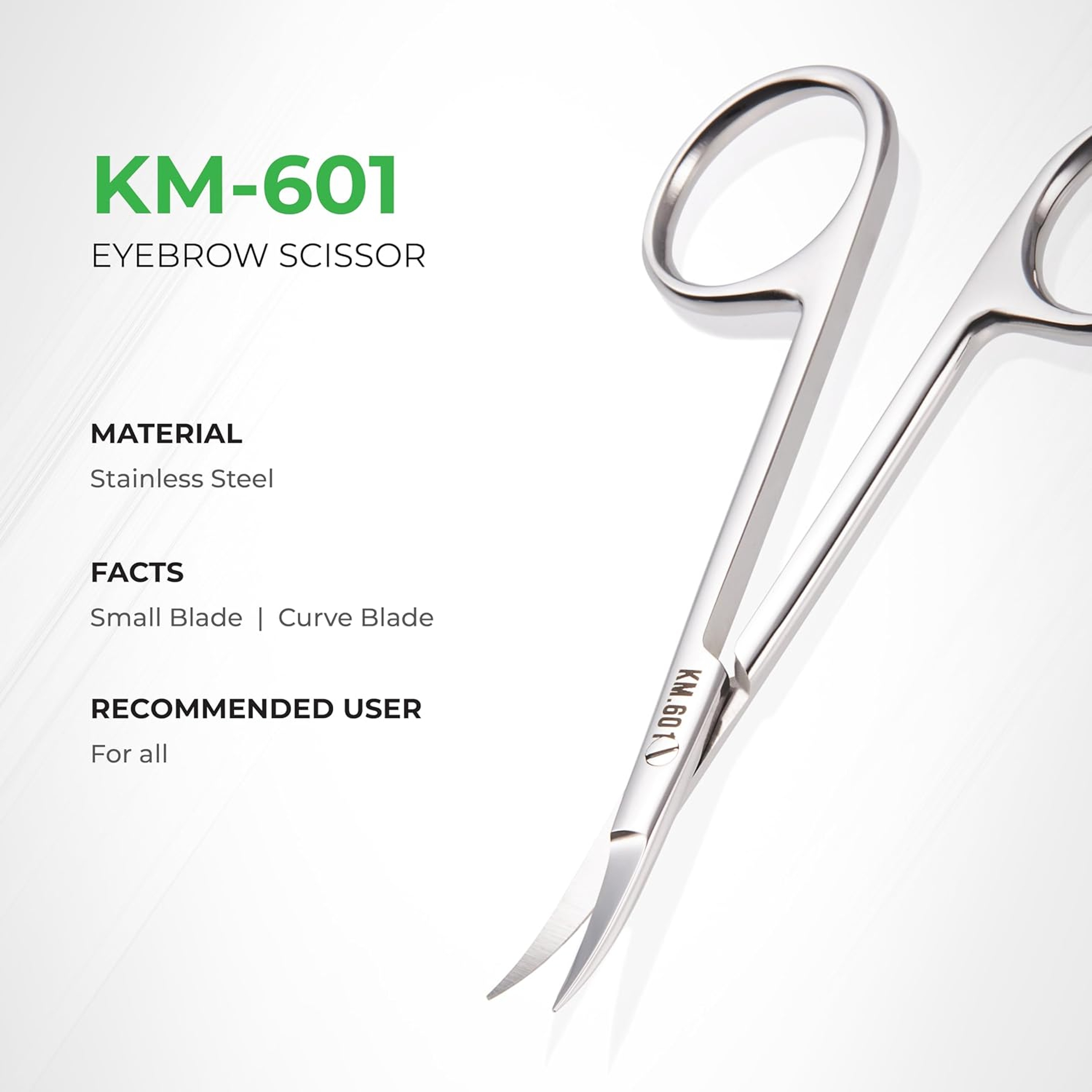 NGHIA Stainless Steel Curve Eyebrow Scissors KM-601 1 Count - Lightweight, Curved Blade for Precision 2