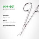 NGHIA Stainless Steel Curve Eyebrow Scissors KM-601 1 Count - Lightweight, Curved Blade for Precision 2