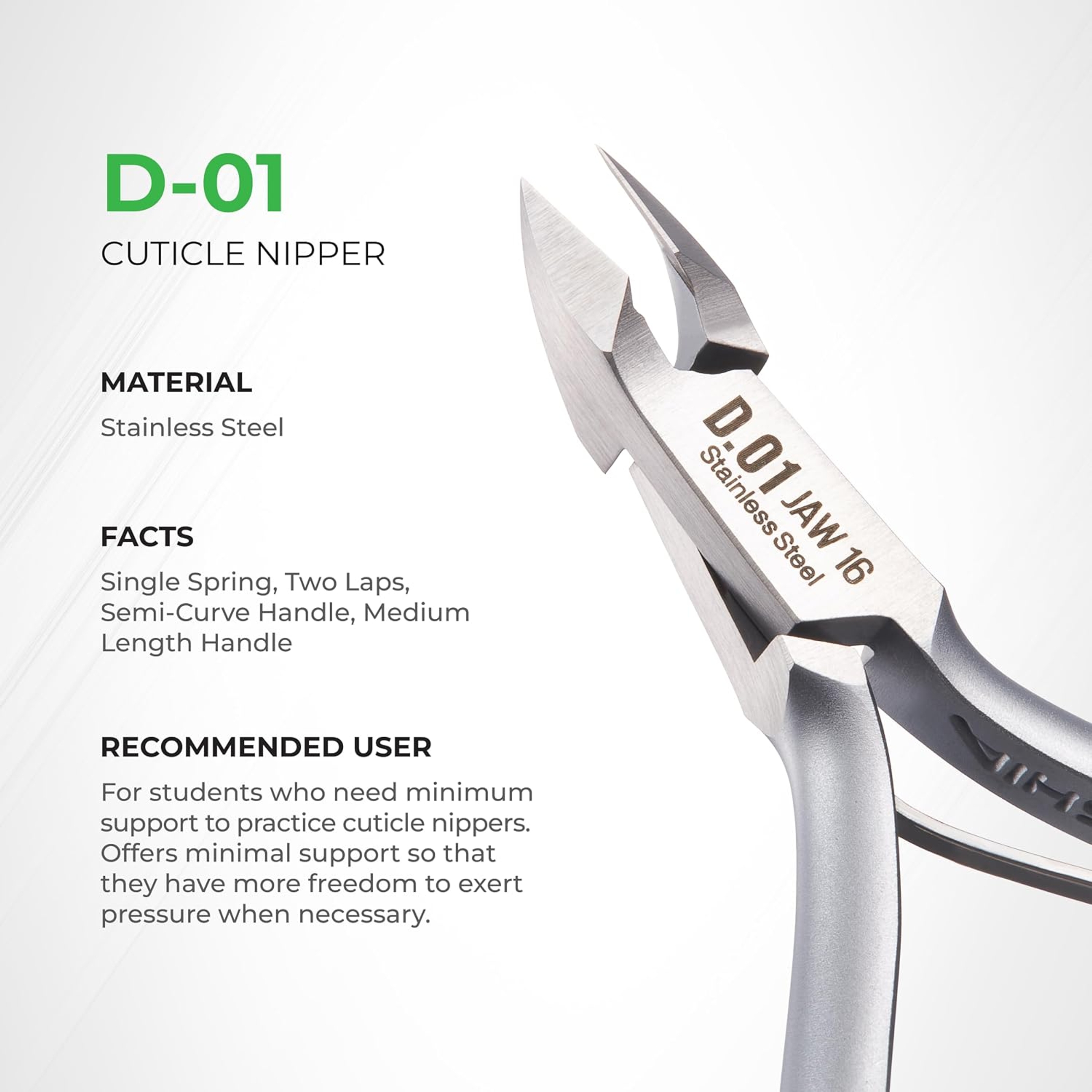 NGHIA Stainless Steel Cuticle Nipper, D-01 JAW 14, 1 Count - Premium Quality for Nail Care, Durable & Sharp, Grey Plated 2