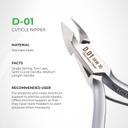 NGHIA Stainless Steel Cuticle Nipper, D-01 JAW 14, 1 Count - Premium Quality for Nail Care, Durable & Sharp, Grey Plated 2