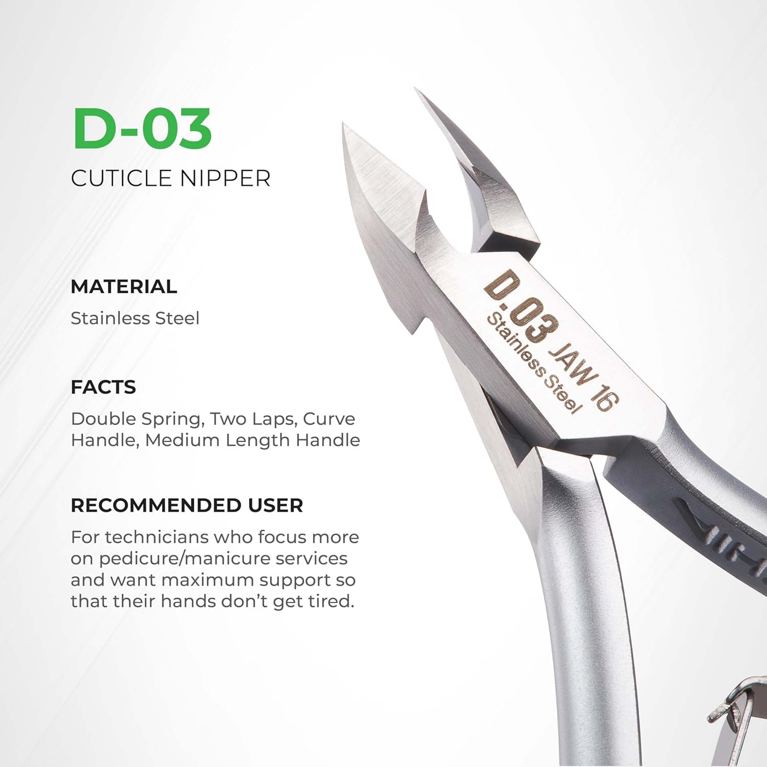 NGHIA Stainless Steel Cuticle Nipper, D-03 JAW 14, 1 Count - Premium Quality for Nail Care, Durable & Sharp, Grey Plated 2