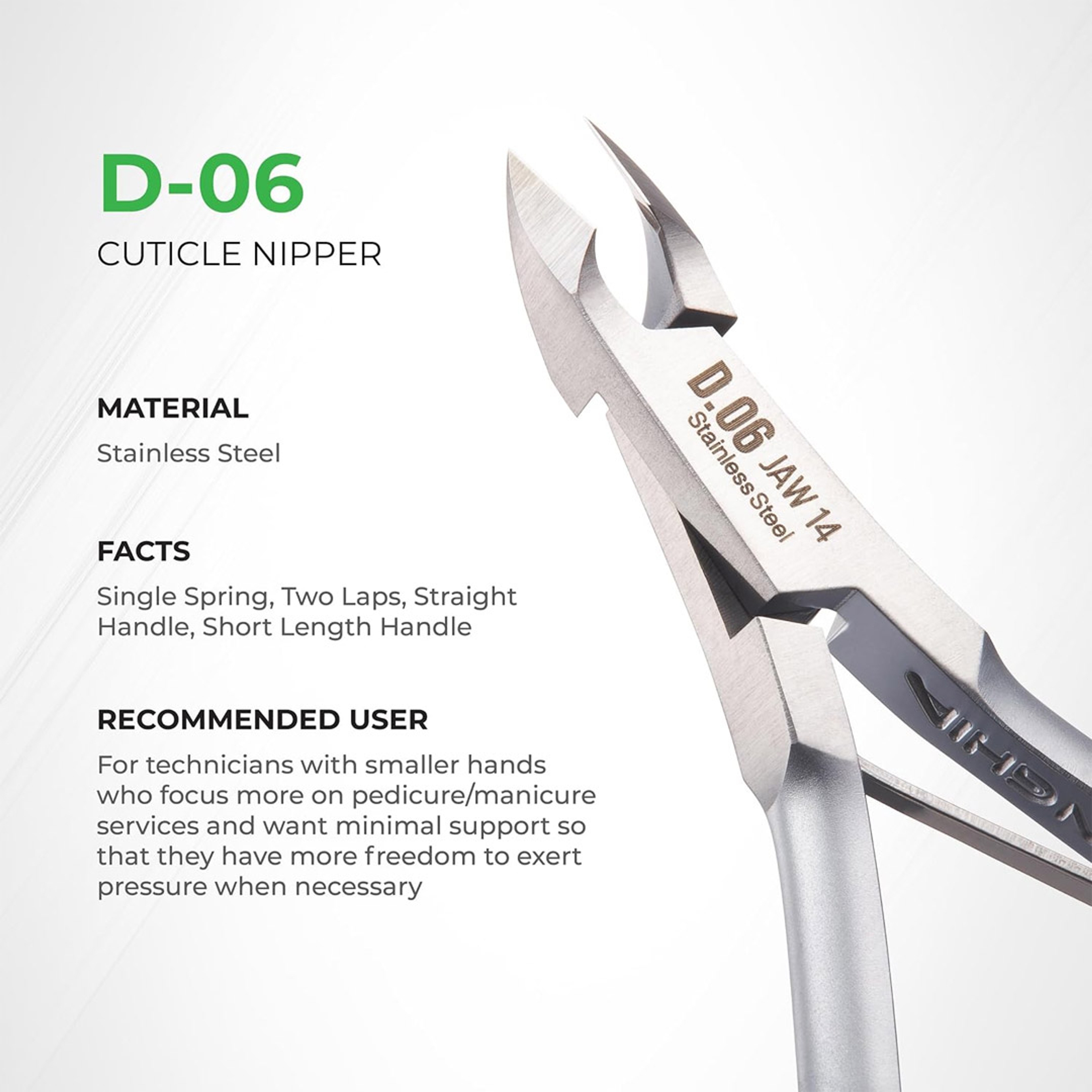 NGHIA Stainless Steel Cuticle Nipper, D-06 JAW 14, 1 Count - Premium Quality for Nail Care, Durable & Sharp, Grey Plated 2