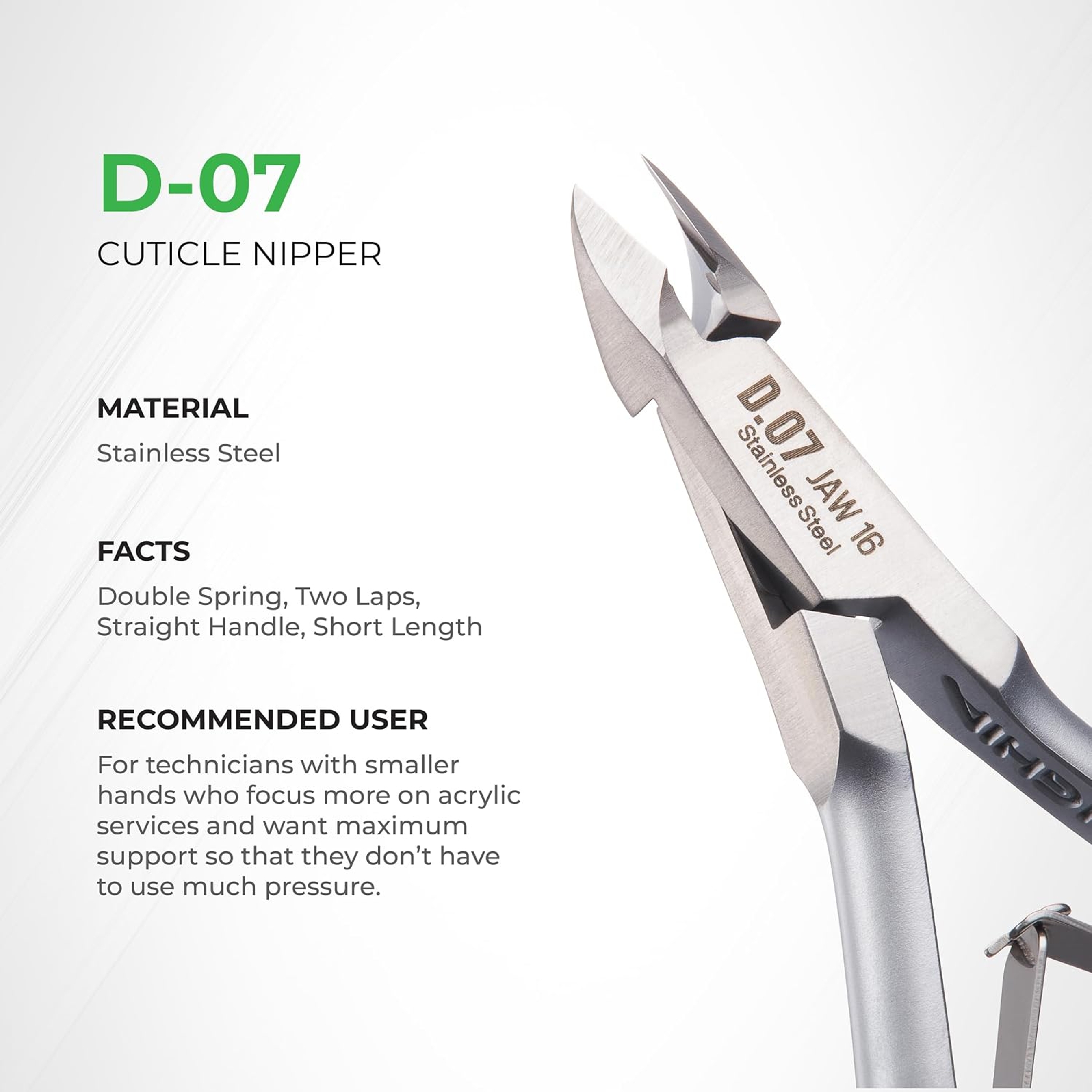 NGHIA Stainless Steel Cuticle Nipper, D-07 JAW 14, 1 Count - Premium Quality for Nail Care, Durable & Sharp, Grey Plated 2
