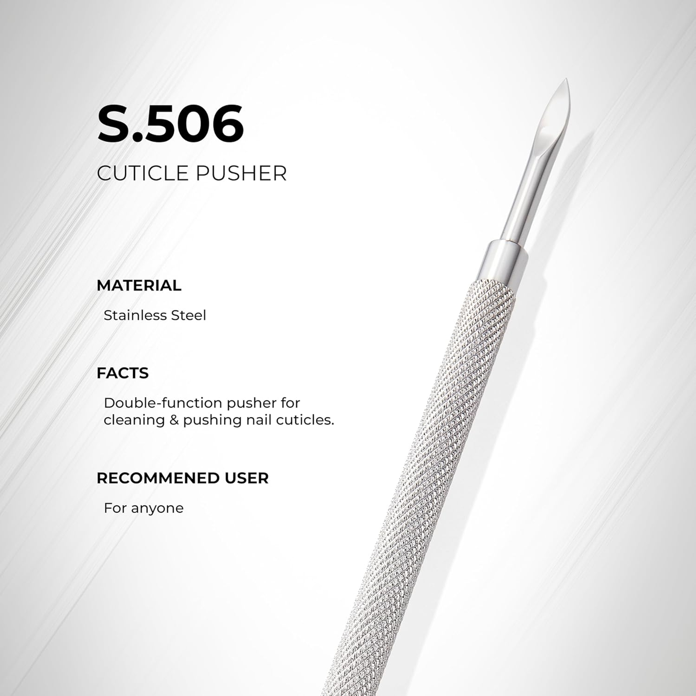 NGHIA Stainless Steel Cuticle Pusher S-506 1 Count - Double–Ended Nail Cleaner & Spoon Pusher 2