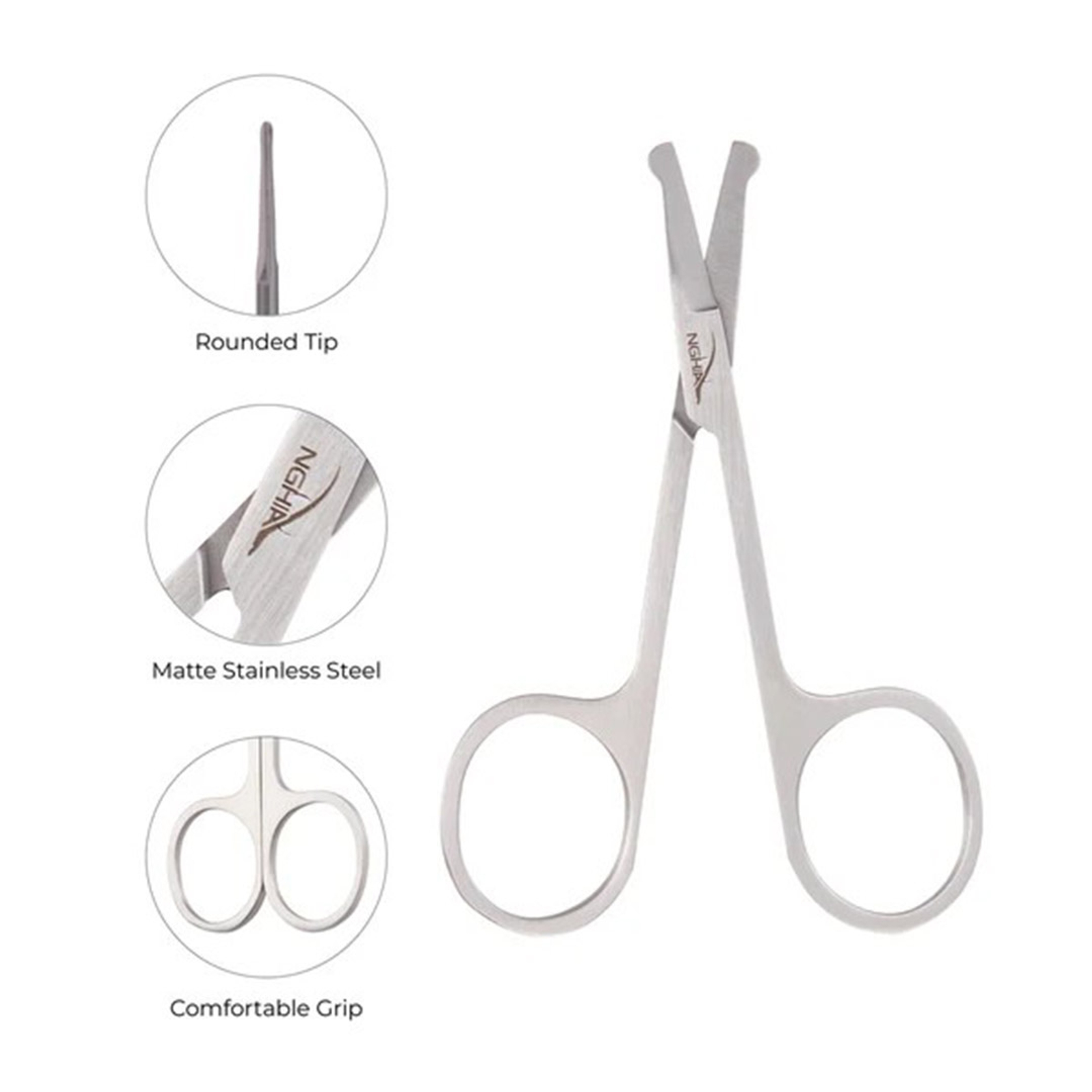 NGHIA Stainless Steel Nose Scissors KM-604 1 Count - Rounded Tip Scissor for Precise Personal Grooming 5