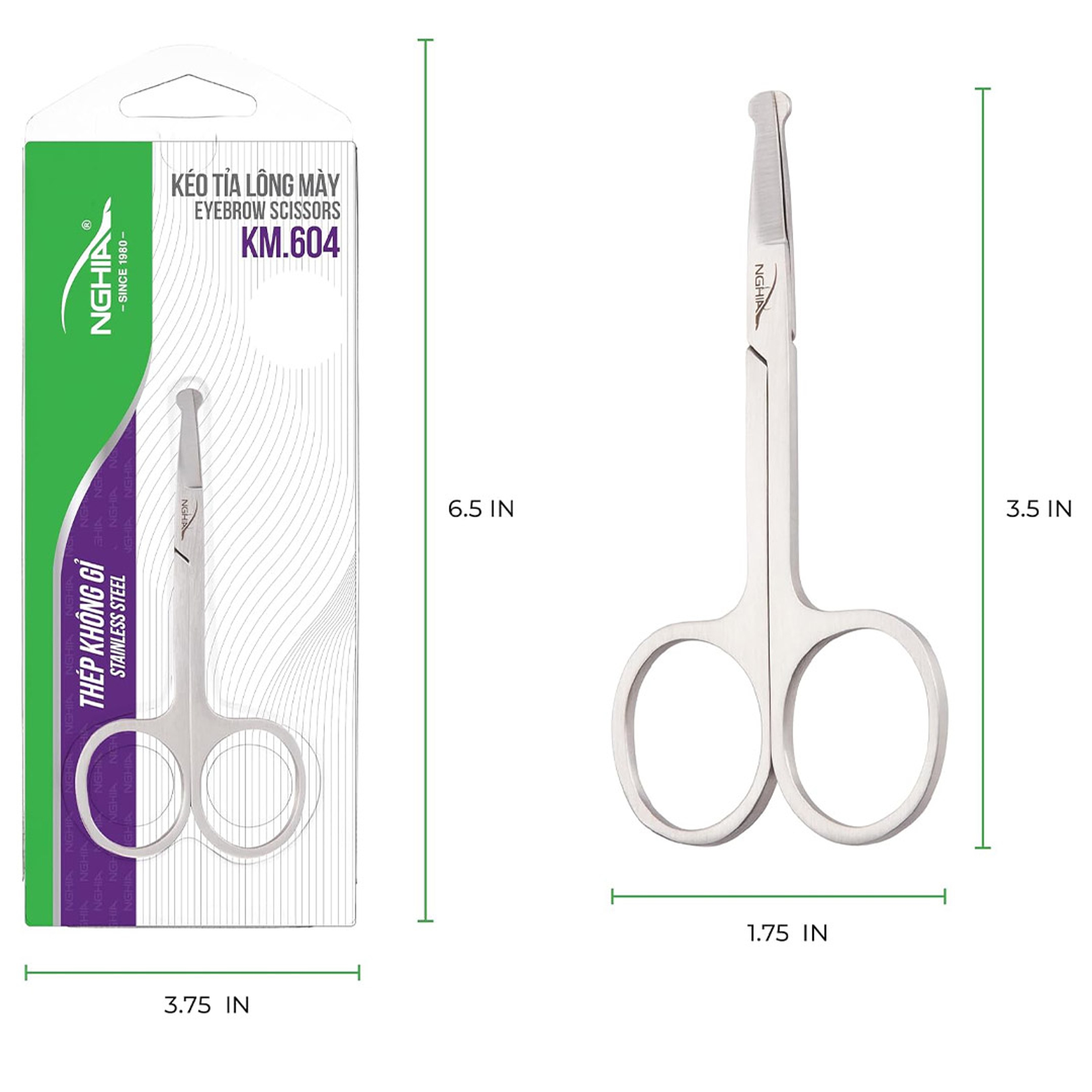NGHIA Stainless Steel Nose Scissors KM-604 1 Count - Rounded Tip Scissor for Precise Personal Grooming 3
